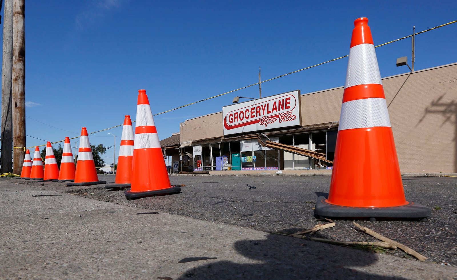 Grocerylane on Troy Street remains closed after the Memorial Day tornado.  TY GREENLEES / STAFF