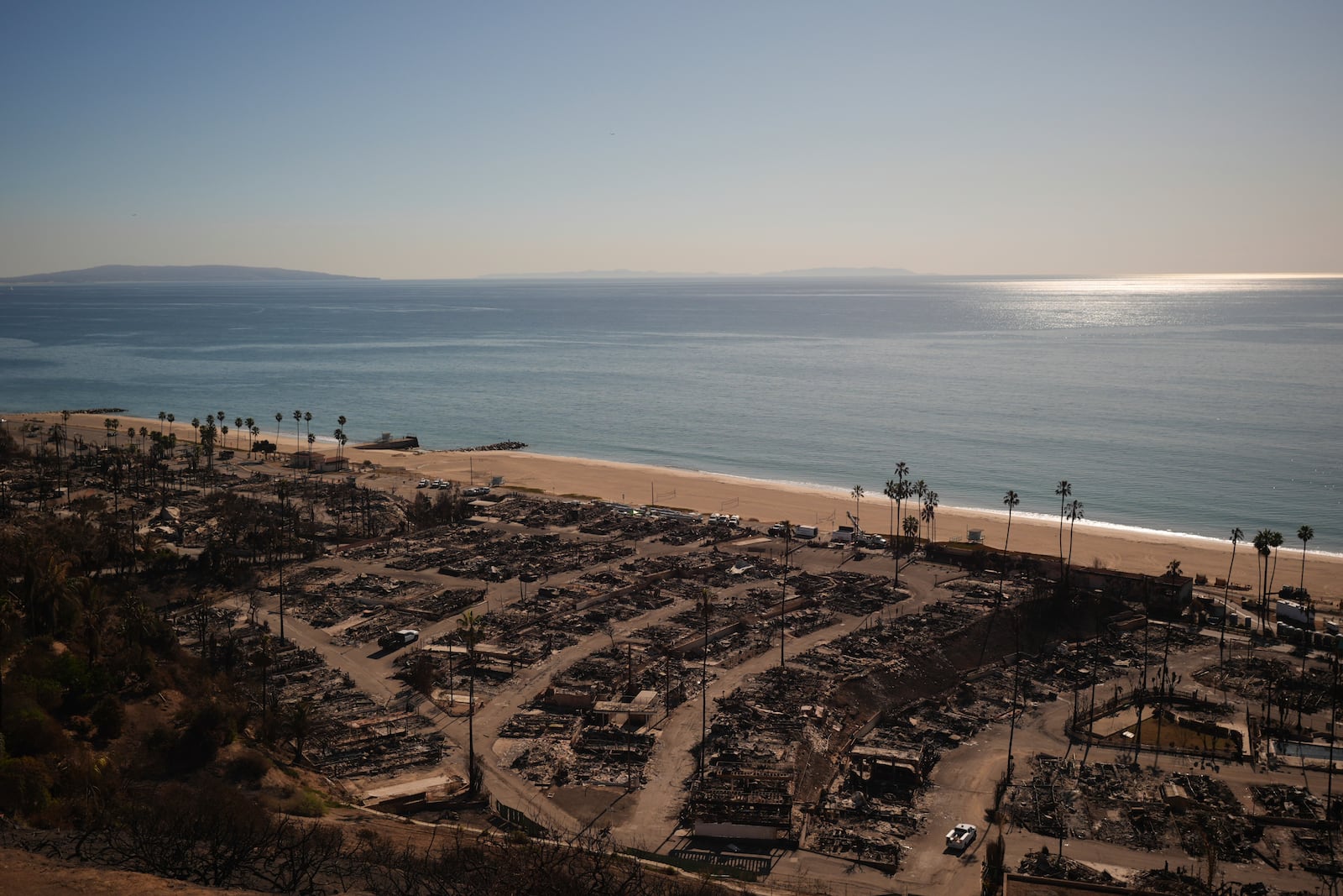 A mobile home park destroyed by the Palisades Fire in Palisades, Calif. is seen, Wednesday, Jan. 15, 2025. (AP Photo/Jae C. Hong)