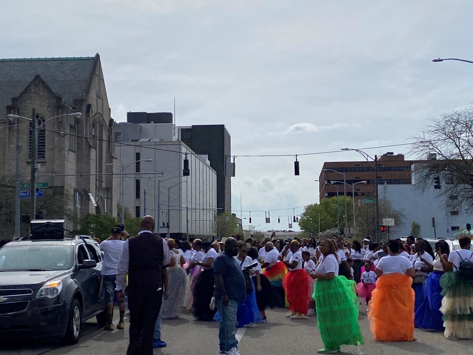 The Women In Tulle march, an initiative to bring women together for a purpose, went  through downtown Dayton on Sunday, April 24, 2022. Proceeds will go to a local charity or organization. EILEEN McCLORY / STAFF