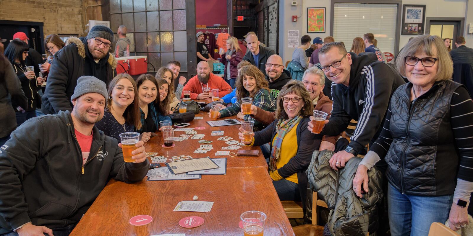 Warped Wing Brewery celebrated its 4th anniversary with a beer bash on Saturday Jan. 13, 2018. The party's main event was a triple bottle release of different takes on Warped Wing’s anniversary beer, Baltic Argonaut Porter. The versions included Baltic Argonaut aged in Rum barrels, in Port barrels, and in Rye Whiskey barrels. TOM GILLIAM / STAFF PHOTO