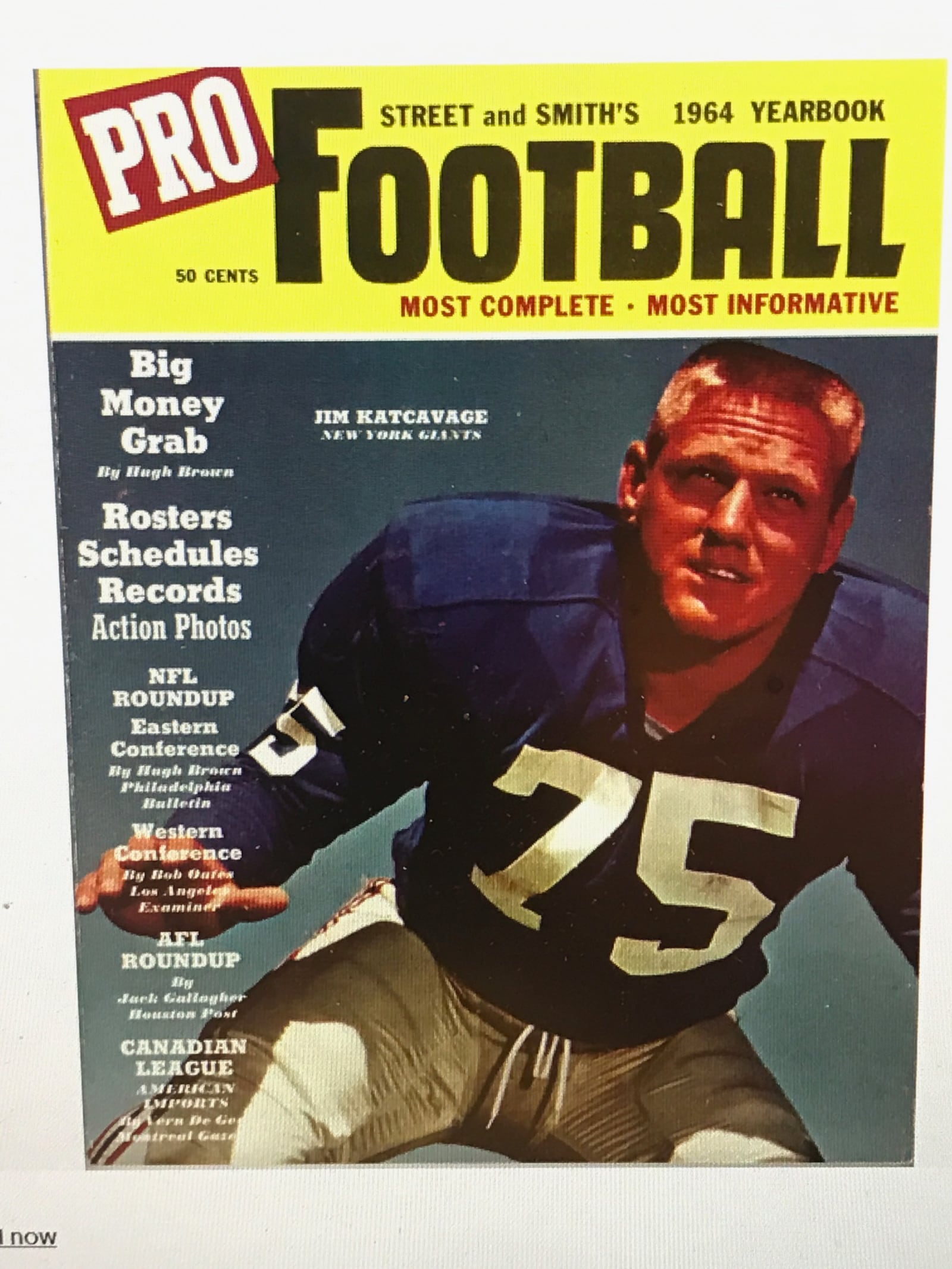 Jim Katcavage on the cover of Street and Smith's 1964 Pro Football Preview. CONTRIBUTED