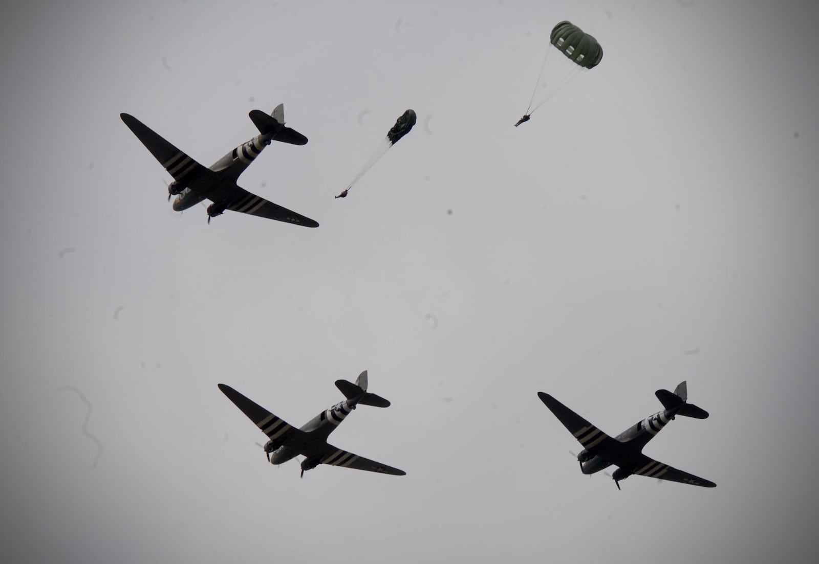 Hundreds gathered at Skydive Greene County to pay tribute to Jim “Pee Wee” Martin, who turns 100 on April 29. Martin was celebrated by a mass jump out of vintage aircraft.