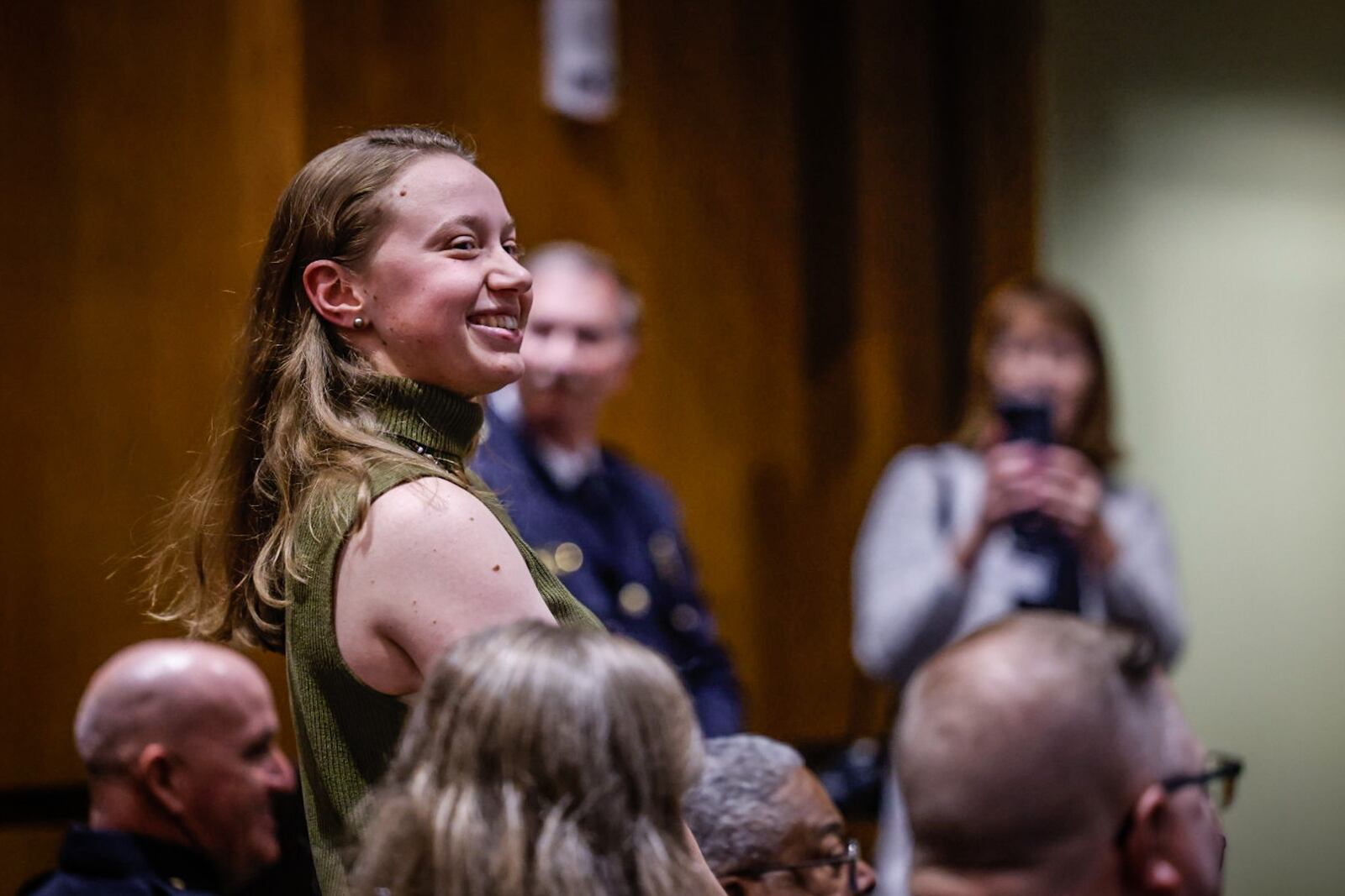 Dayton Daily News reporter London Bishop received special recognition Wednesday June 12, 2024 for reporting on and participating in the Sinclair College Criminal Justice Training Academy. Wednesday was the graduation ceremony held at Sinclair College. JIM NOELKER/STAFF