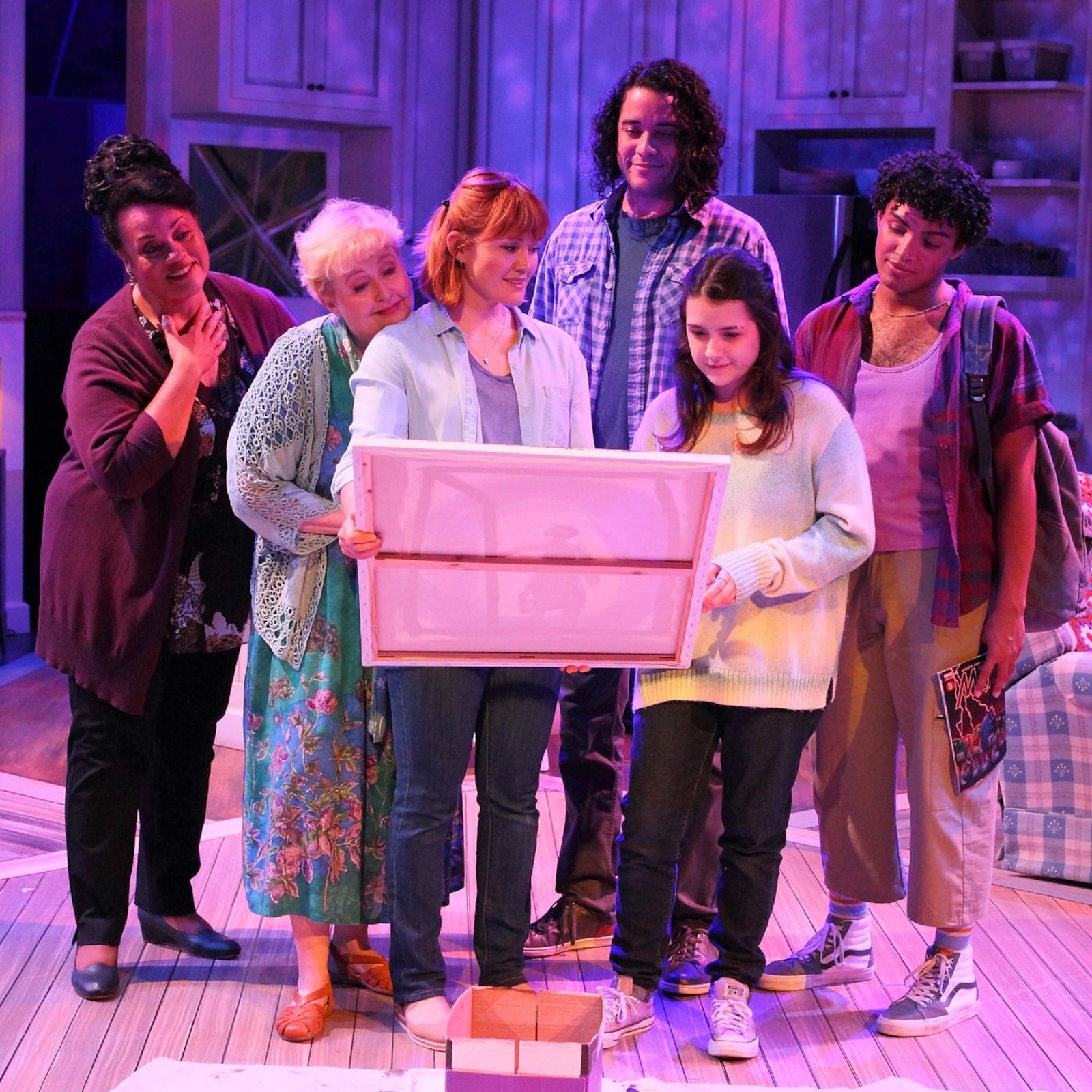 Left to right: Joy Lynn Jacobs (Alicia), Sally Mayes (Elaine), Kristin Stokes (Beverly), Dan Domenech (Rick), Madison Kopec (Emma), and Christian Kidd (Tyler) in the Human Race Theatre Company’s production of “Indigo.” PHOTO COURTESY OF SCOTT J. KIMMINS