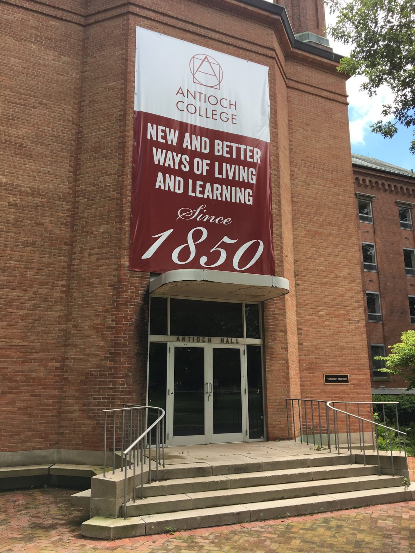 A closed building at Antioch College.