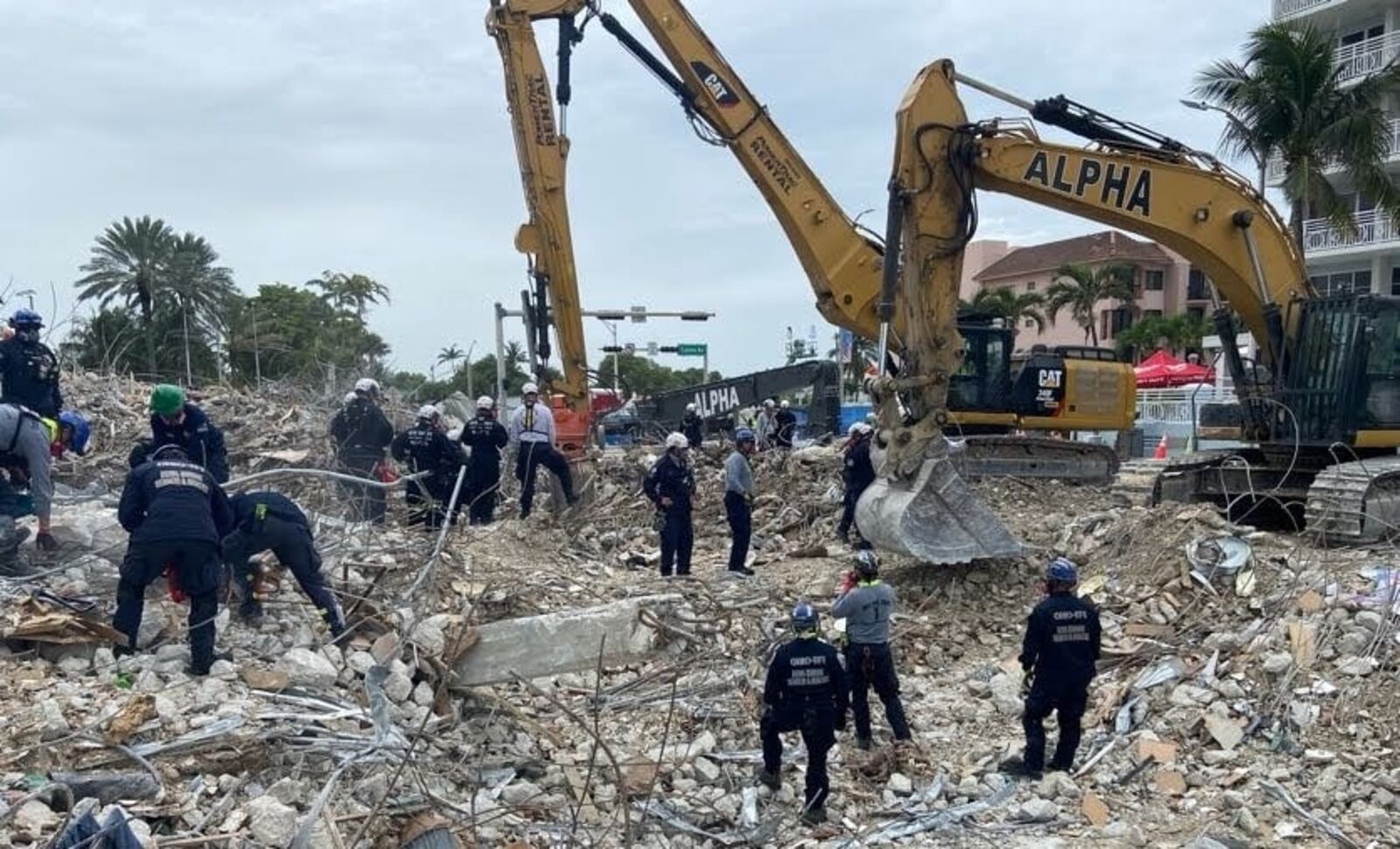 Ohio Task Force 1 members participate in recovery efforts at the Champlain Towers South condominium collapse in Surfside, Florida.