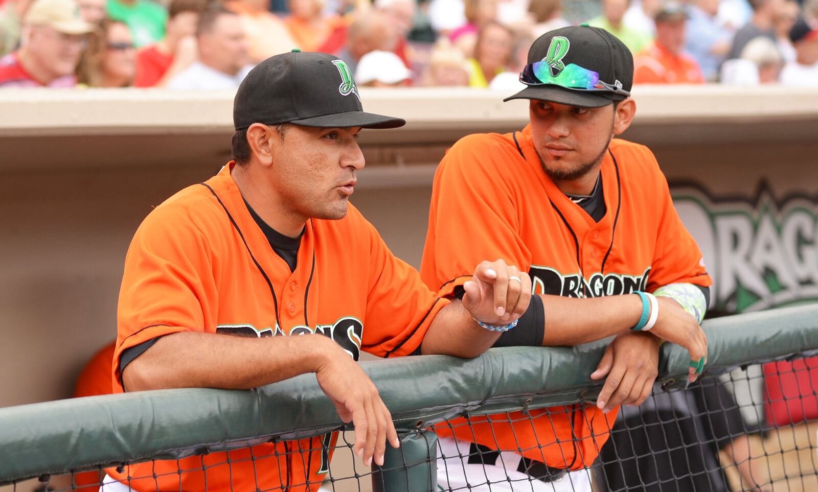 Luis Bolivar (left) will return for his third straight season as the Dayton Dragons minor-league baseball manager. DRAGONS CONTRIBUTED PHOTO