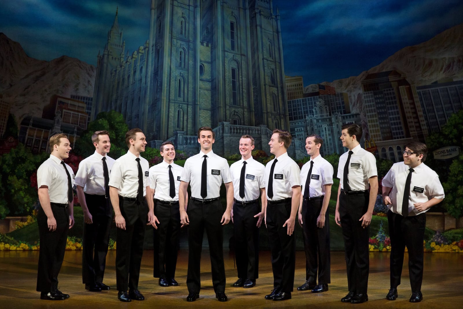 The national tour of “The Book of Mormon” stops at the Fox Theatre through Sunday. PHOTO CREDIT: Julieta Cervantes