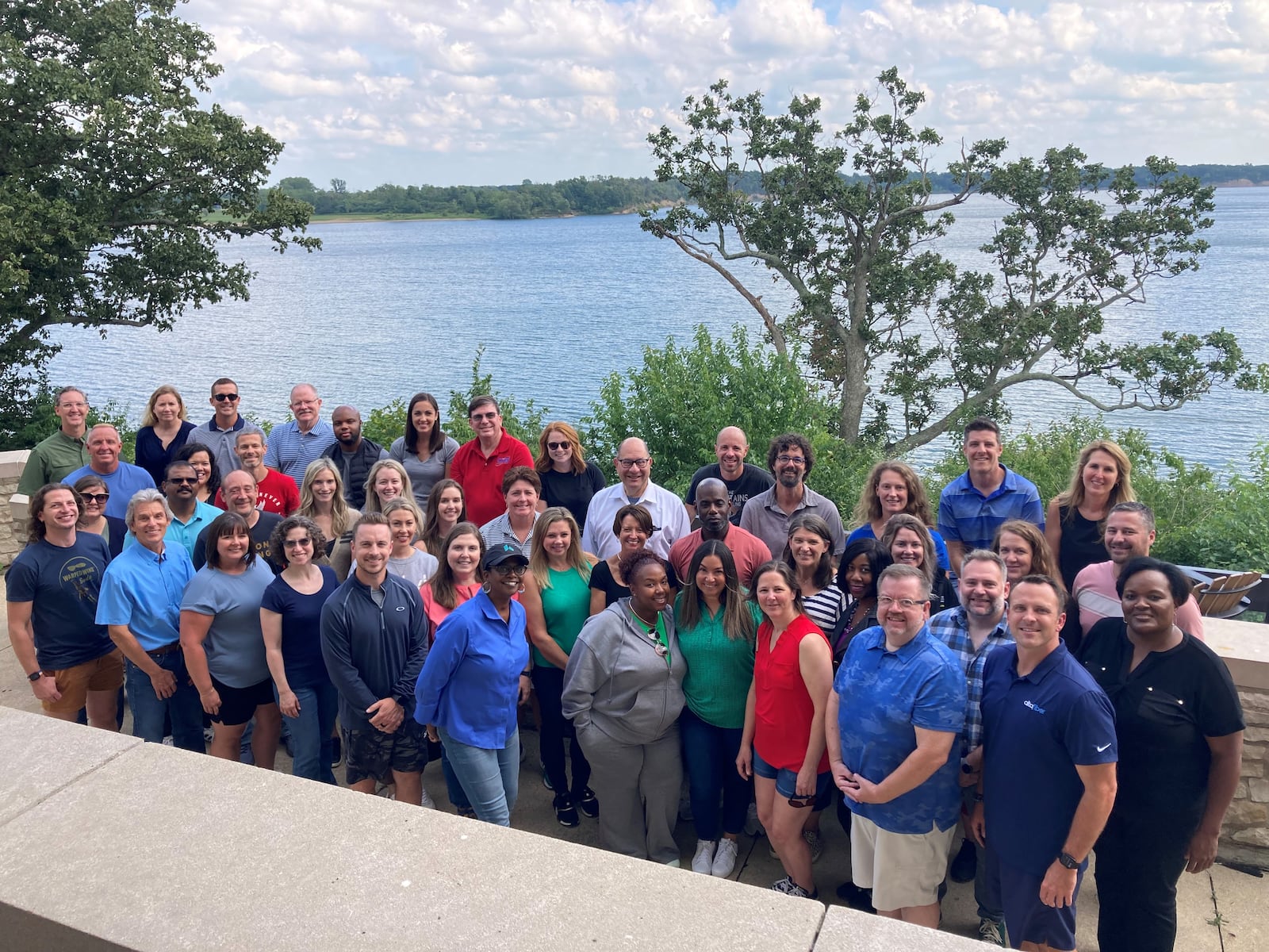 The new Leadership Dayton class, in a photo taken at The photo was taken at Deer Creek State Park recently. Contributed.