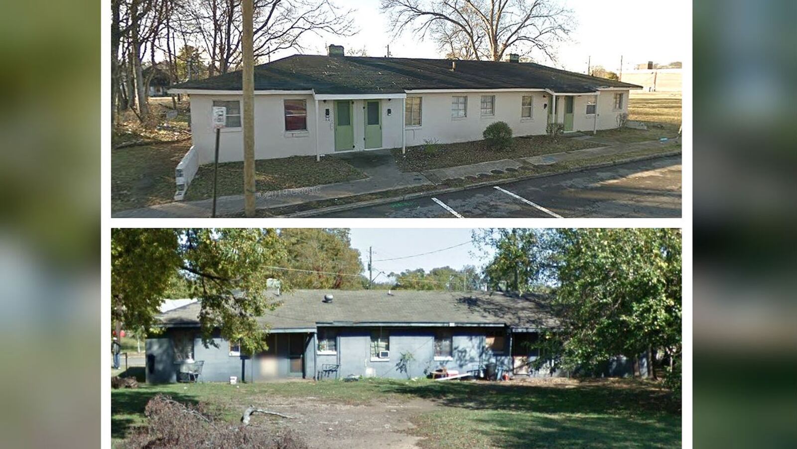 Street View images from December 2016, top, and October 2011, bottom, show the front and rear of the Birmingham, Ala., apartment building where city police officers Harley Alfred Chisholm III, Carlos Winston Owen and Charles Robert Bennett were gunned down July 17, 2004, as they attempted to serve a misdemeanor arrest warrant. (Google)