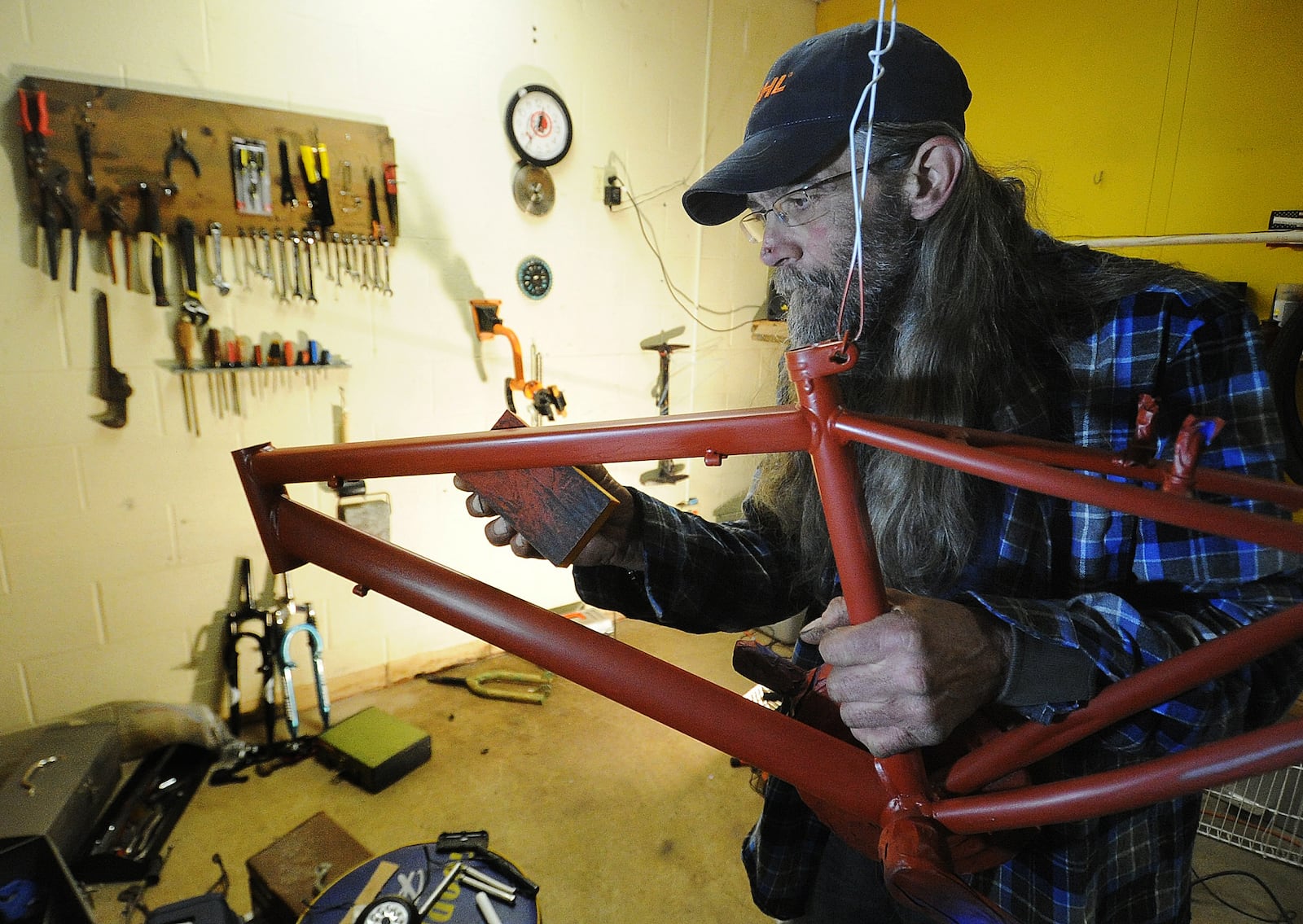 Tim Ebright is a guest and employed at Bridges of Hope in Xenia. He also repairs bicycles in his free time to make money. MARSHALL GORBY\STAFF