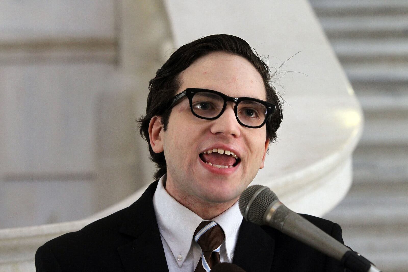 Nicholas Alahverdian speaking at the Rhode Island Statehouse in 2011.Credit...Bob Breidenbach/USA TODAY NETWORK