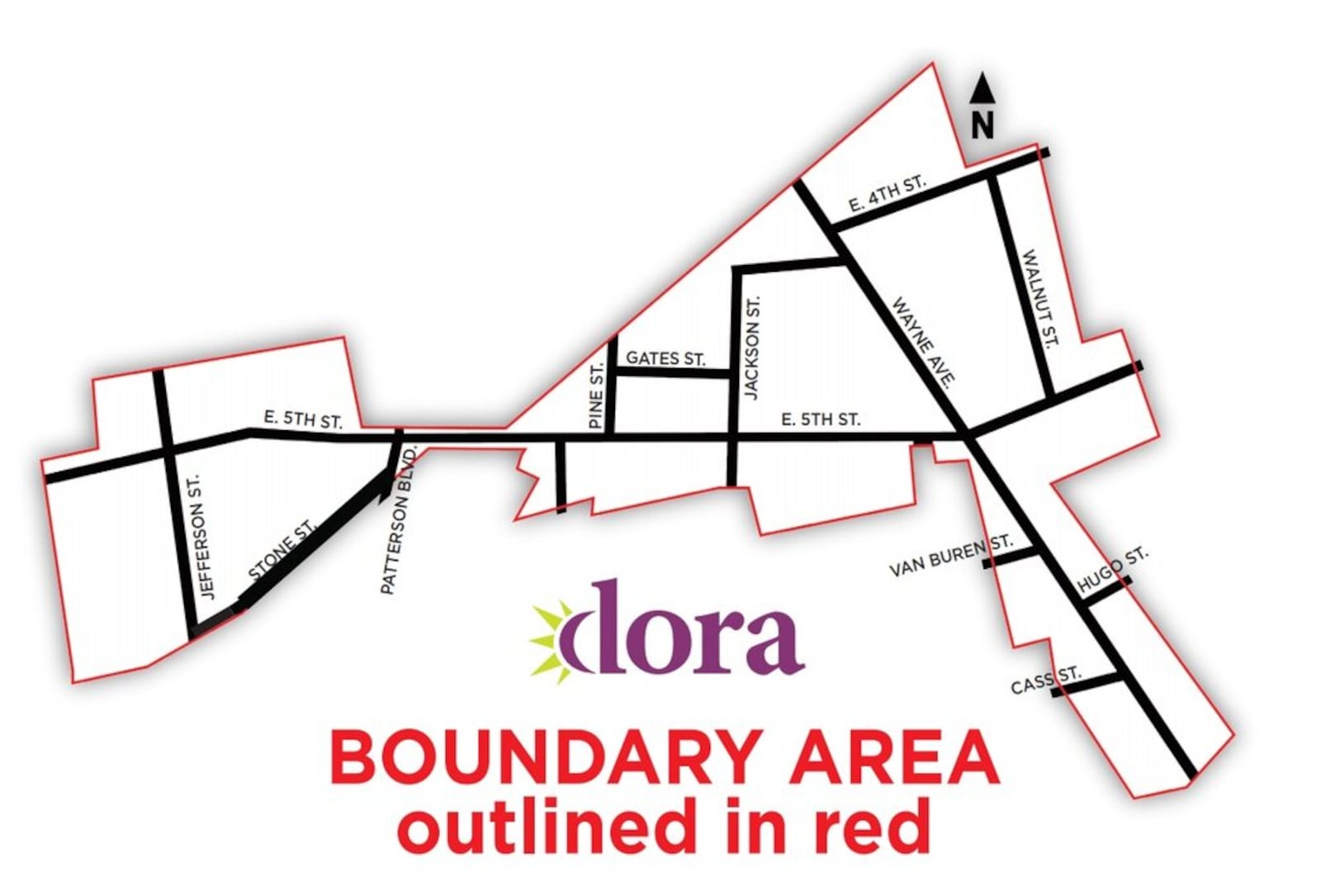 A boundary map of the Designated Outdoor Drinking Area (DORA) in the Oregon District. CONTRIBUTED