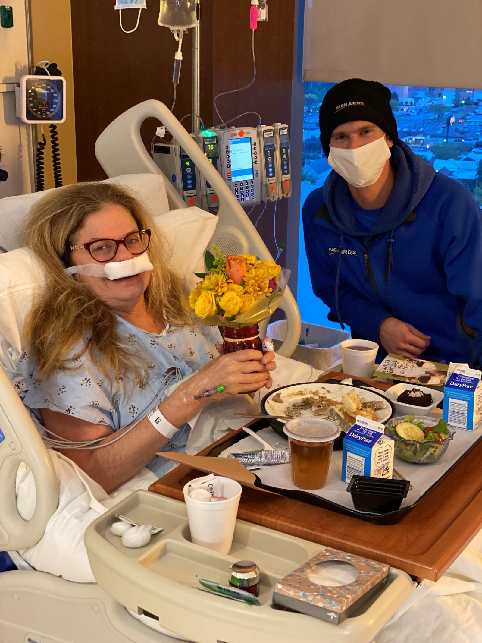 My nephew Pat was a most-welcome visitor after my surgery, bringing me a cheery floral arrangement. Right before my surgery, the pandemic-related hospital restrictions were eased so patients could have two visitors. Contributed photo