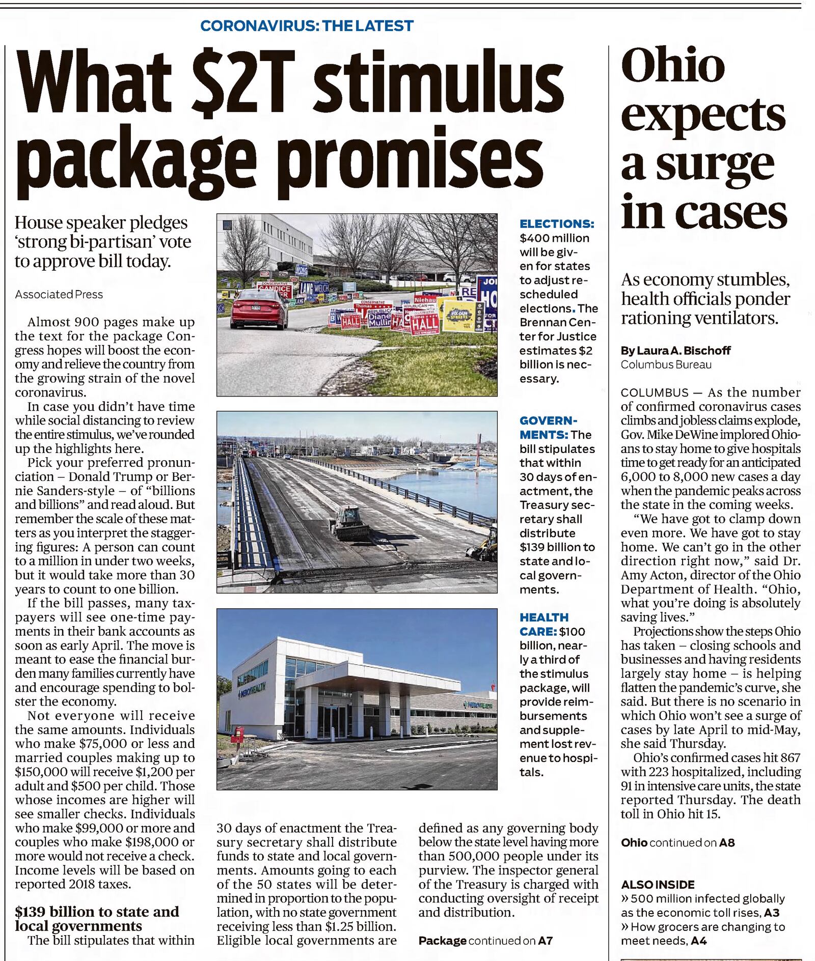 The front page of the Dayton Daily News, March 27, 2020. DAYTON DAILY NEWS ARCHIVES