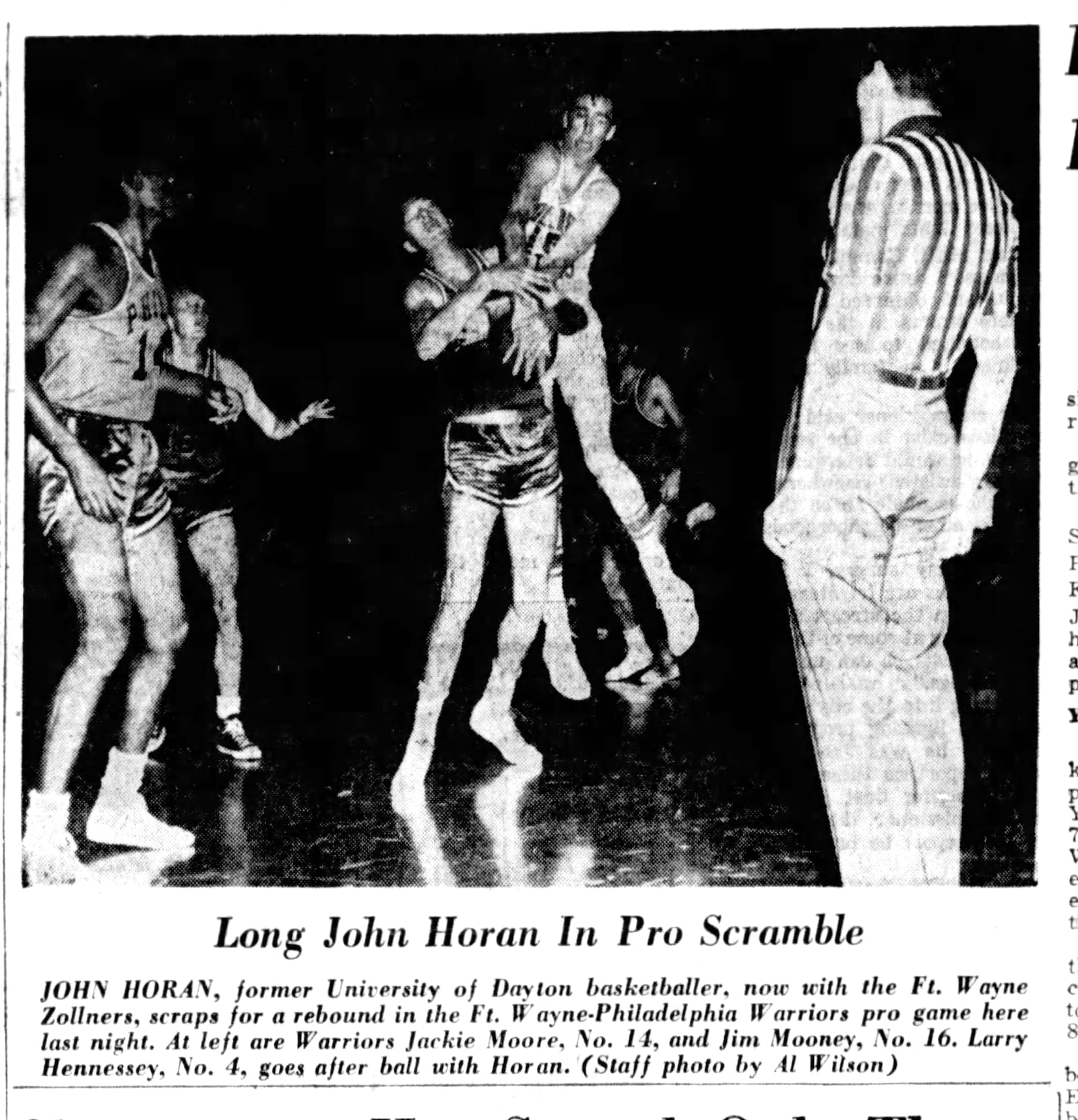 Former Dayton Flyer John Horan with the Fort Wayne Zollner Pistons in 1955. DAYTON DAILY NEWS ARCHIVES