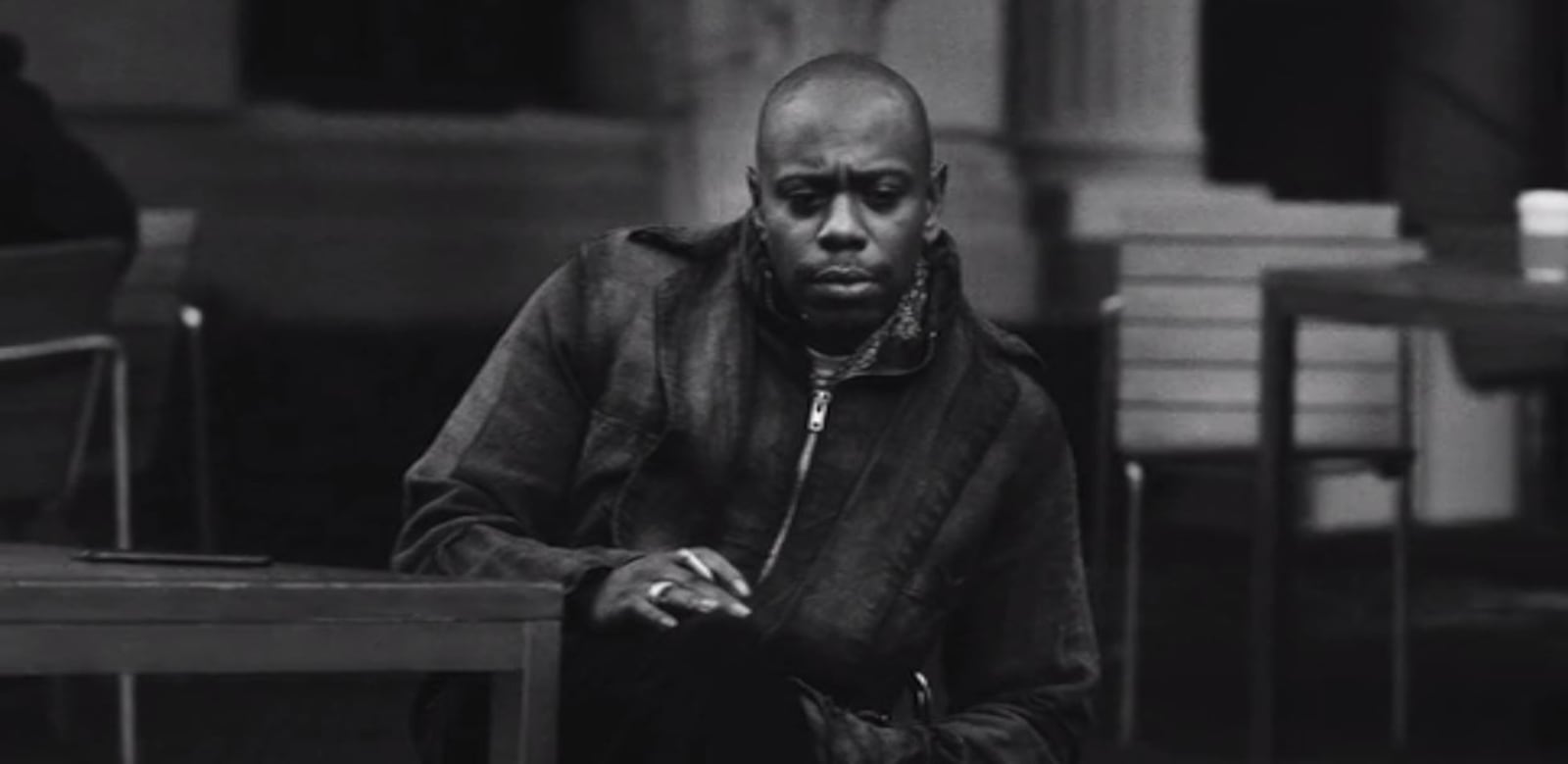 Screen grab from teaser promoting the comedian Dave Chappelle's two part comedy Netflix special.