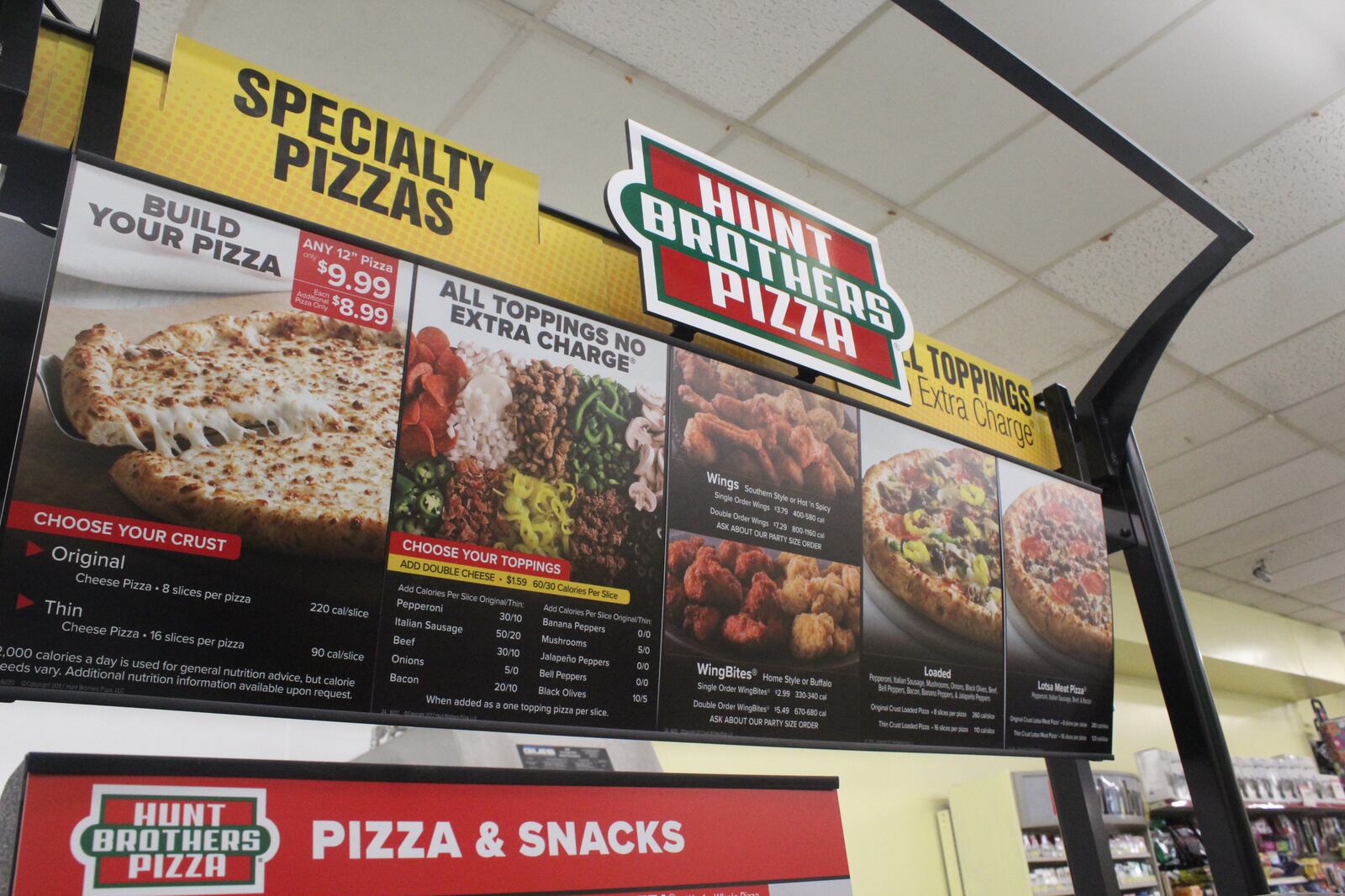 Stop-N-Save Foods, 36 W. Third St. next to the Arcade, will start serving Hunt Brothers Pizza on Tuesday, May 21, 2019 and Genuine Broaster Chicken Thursday, May 23, 2019