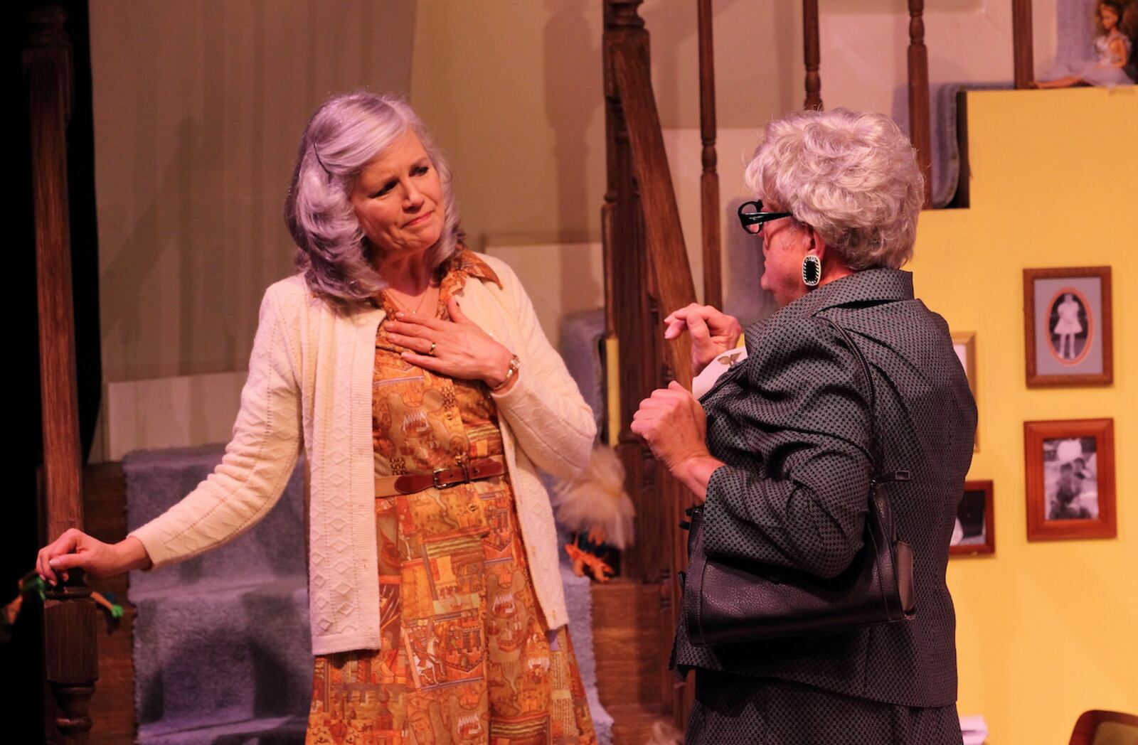 Christine Brunner (left as Josephine O'Shea) and Jason Podplesky (Becky Heckenbach) in the Human Race Theatre Company's production of "Incident at Our Lady of Perpetual Help." PHOTO BY SCOTT J. KIMMINS