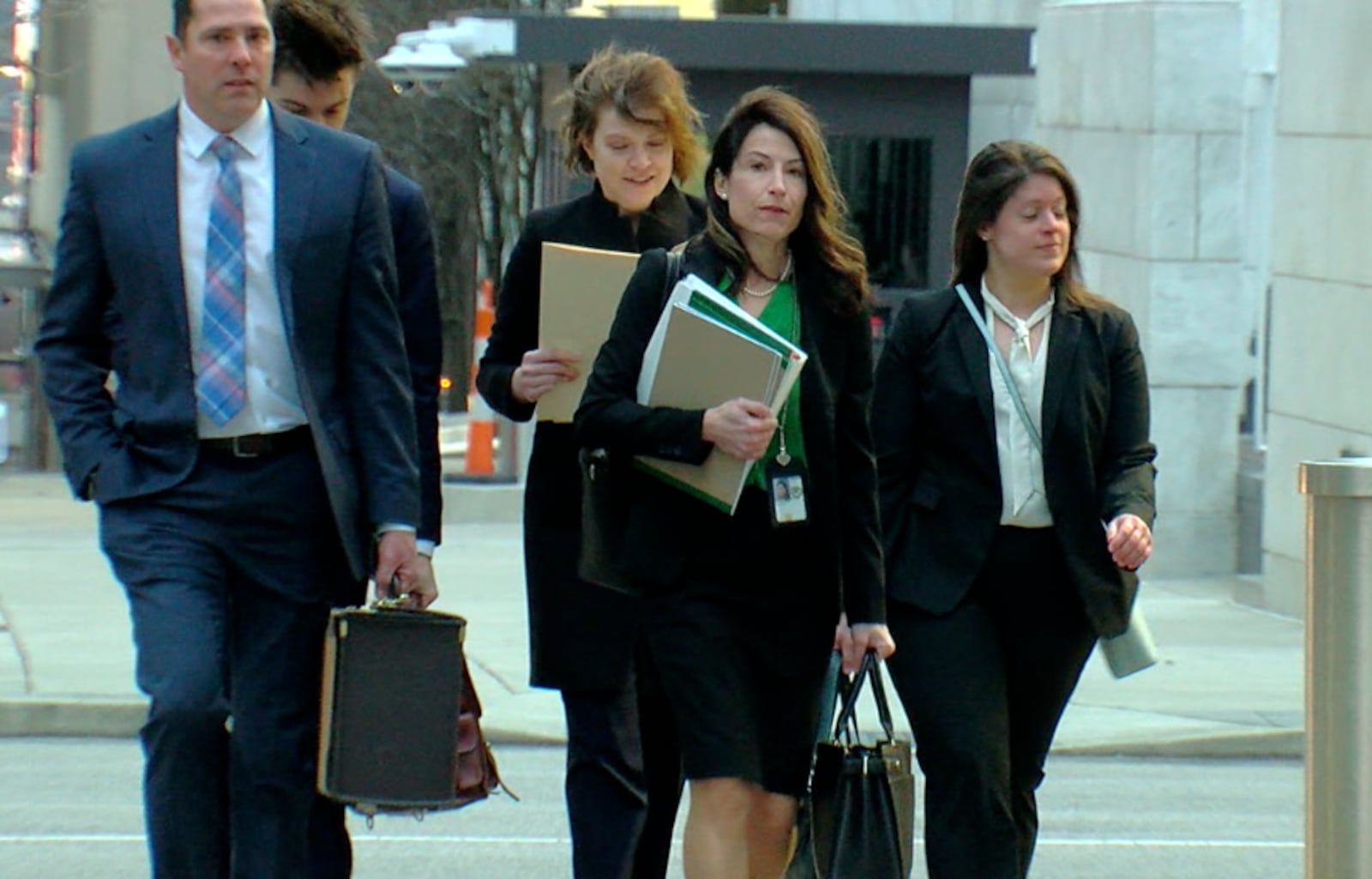 Federal prosecutors Matthew Singer, Megan Gaffney Painter and Emily Glatfelter arrive at U.S. District Court in Cincinnati on Friday morning for jury selection in public corruption trial of former House Speaker Larry Householder and former GOP chair Matt Borges. WCPO/CONTRIBUTED