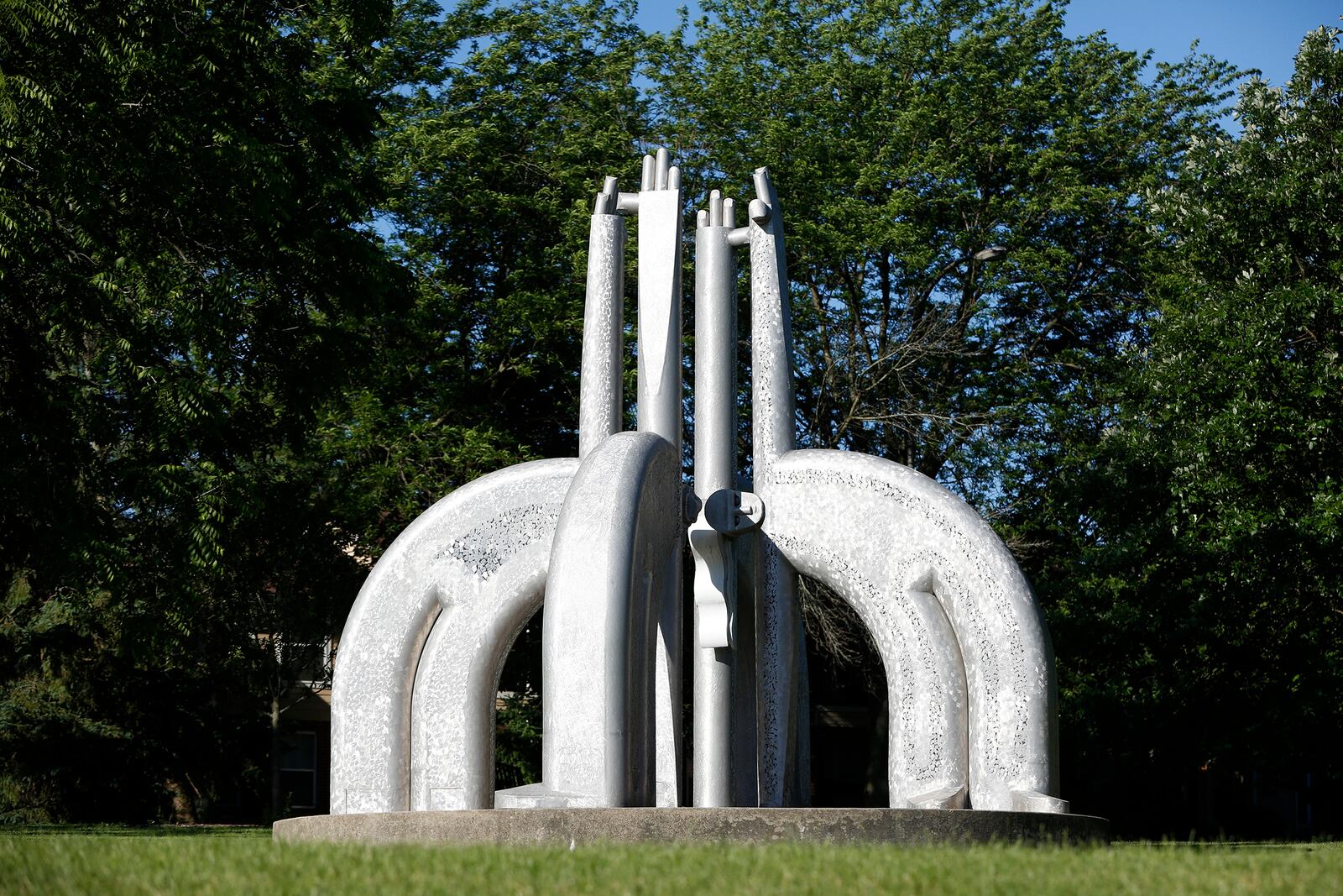 Kettering's Lincoln Park Civic Commons is home to five pieces of public art.  Kettering  currently has 27 sculptures on display throughout the city.  LISA POWELL / STAFF