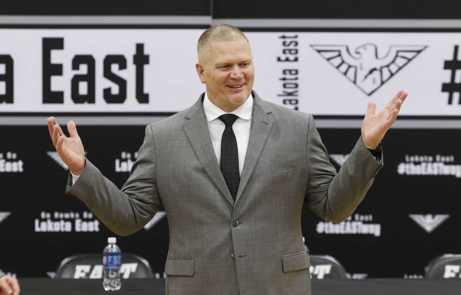 Former Cincinnati Bengals quarterback Jon Kitna was announced as the new Lakota East football coach on Wednesday, Feb. 22, 2023. Nick Graham/STAFF