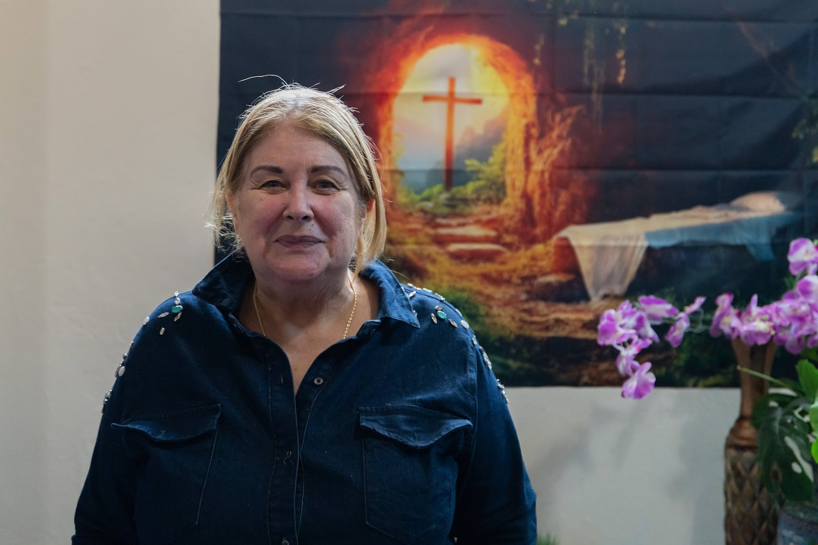 Pastor Nilka Marrero poses for a photo at Barrio Obrero's San Pablo Methodist Church, where she has been helping undocumented immigrants prepare for the threat of arrest, in San Juan, Puerto Rico, Friday, March 14, 2025. (AP Photo/Alejandro Granadillo)