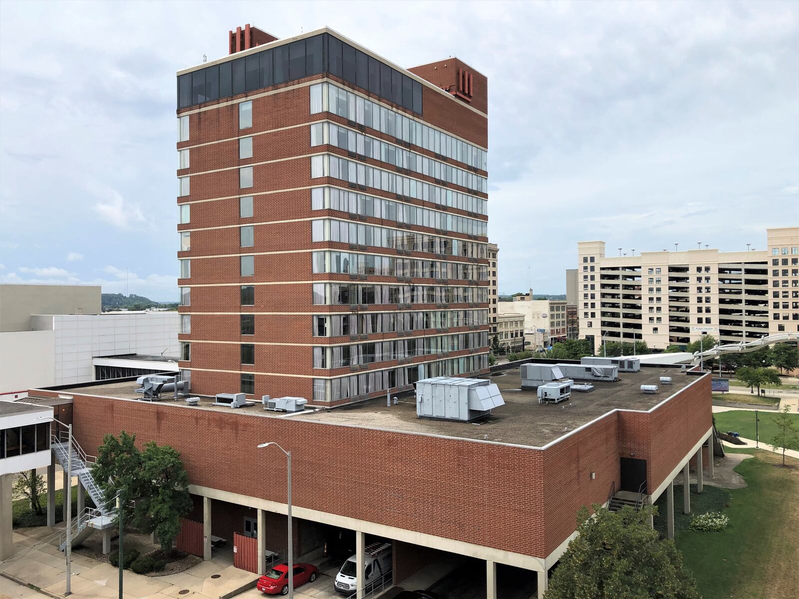 The Radisson Hotel, the former Crowne Plaza, at 33 E. Fifth St., across the street from the Dayton Convention Center. CORNELIUS FROLIK / STAFF