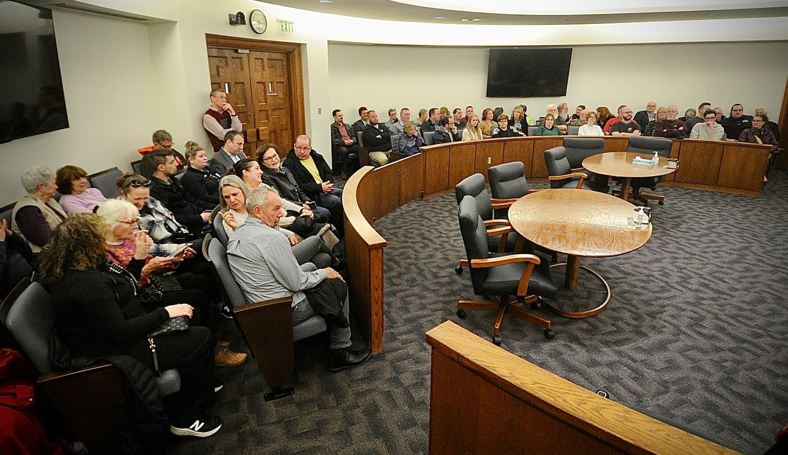 A court hearing about demolition of the Tavern building at 112-118 West Main Street in downtown Troy was packed Wednesday March 29, 2023. The owner wants to demolish the damaged building. Historic preservation advocates want the building saved. MARSHALL GORBY\STAFF