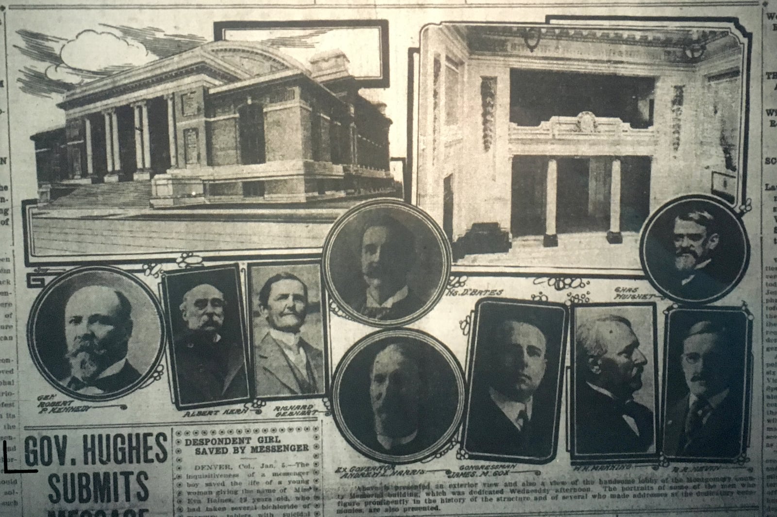 The dedication of Montgomery County's Memorial Hall in Dayton was front page news in 1910.