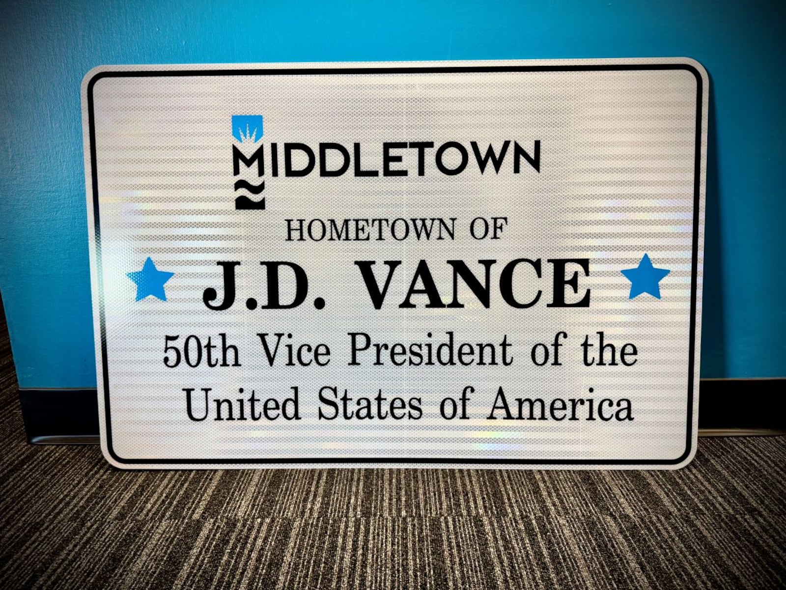 signs to be erected in Middletown recognizing native son JD  Vance who will become the 50th vice president of the United States. CITY OF MIDDLETOWN