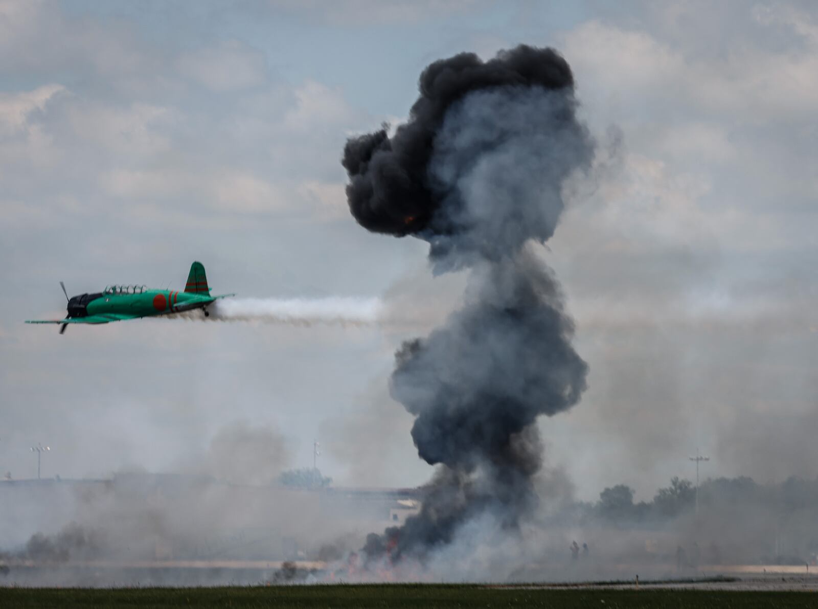 Tora! Tora! Tora!, a recreation of the attack on Pearl Harbor, performed at the Dayton Air Show on Sunday, July 31, 2022. Jim Noelker/Staff