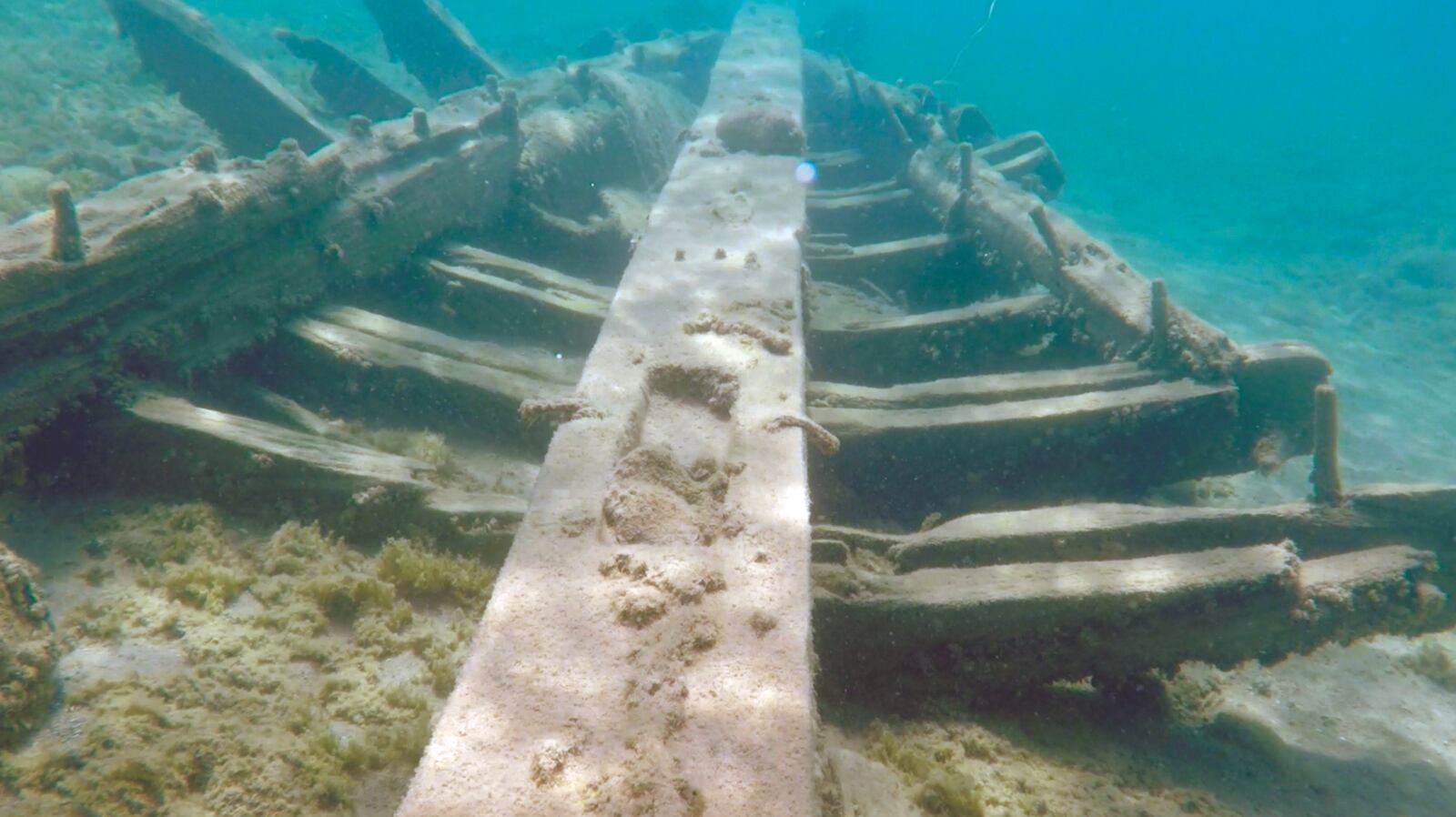 A section of the keelson of the ship Griffon, courtesy of Great Lakes Exploration, led by former Dayton resident Steve Libert.