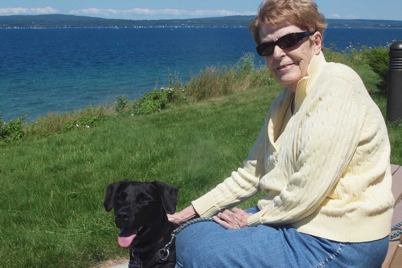 Teddy and my mom, Jeannette Spicer, at Lake Michigan in August 2017. Contributed by Karin Spicer