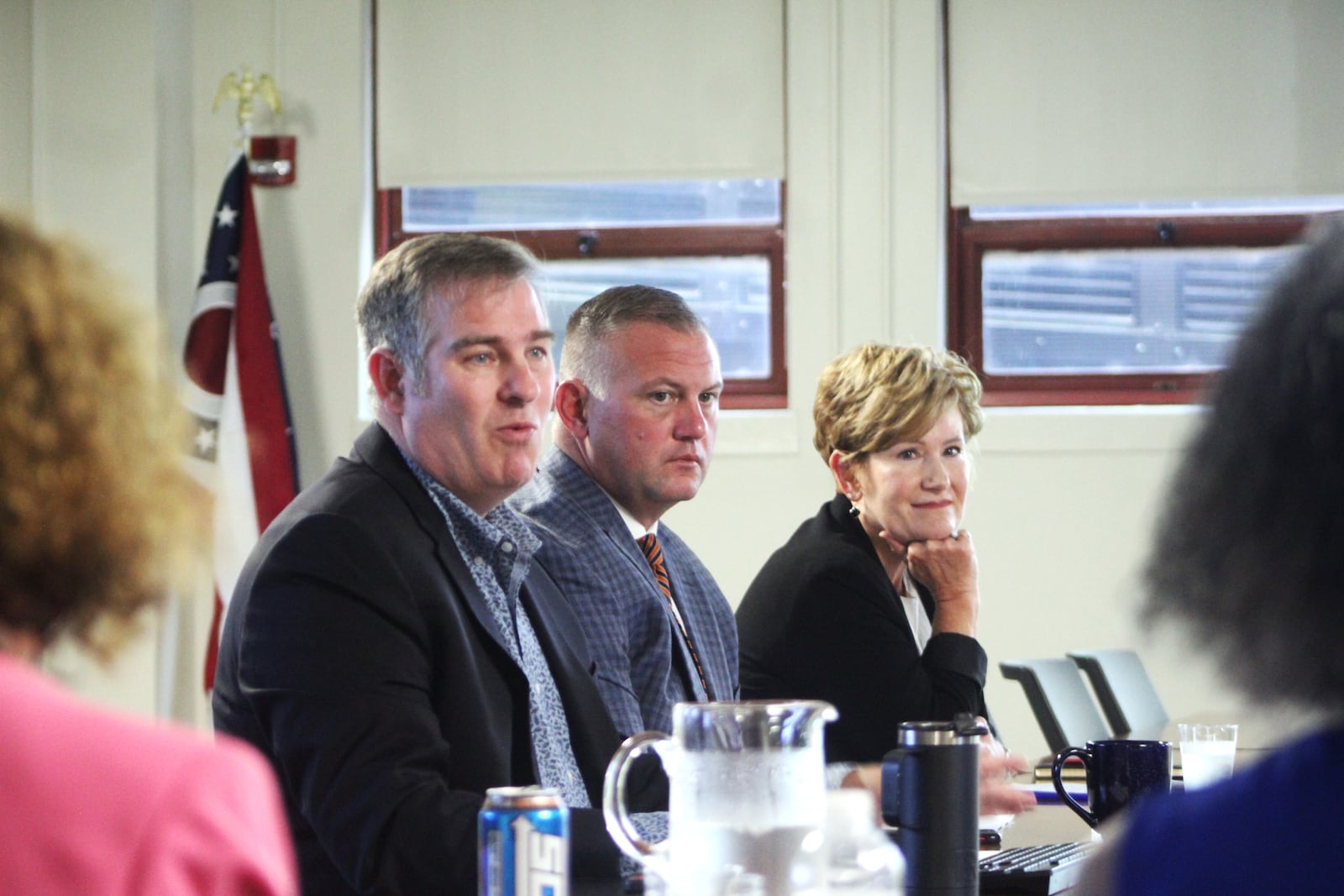 Todd Kinskey, Dayton's director of planning, neighborhoods and development, discusses a proposed Dayton Housing Policy on Aug. 23, 2023. Seated by him were Deputy City Manager Joe Parlette and City Manager Shelley Dickstein. CORNELIUS FROLIK / STAFF