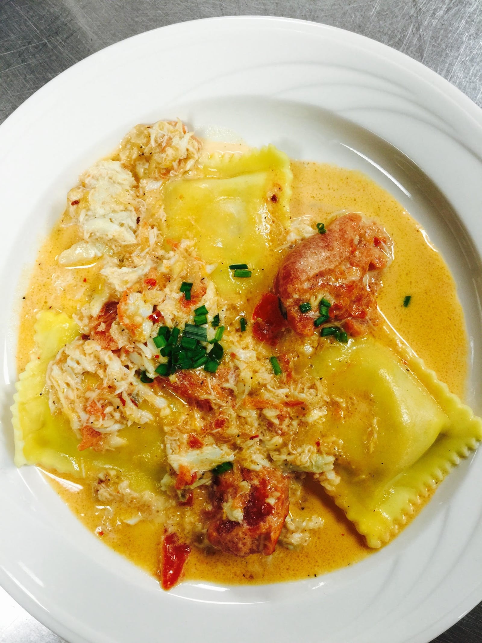 Giovanni's Seafood Ravioli with a Sherry Tomato Sauce