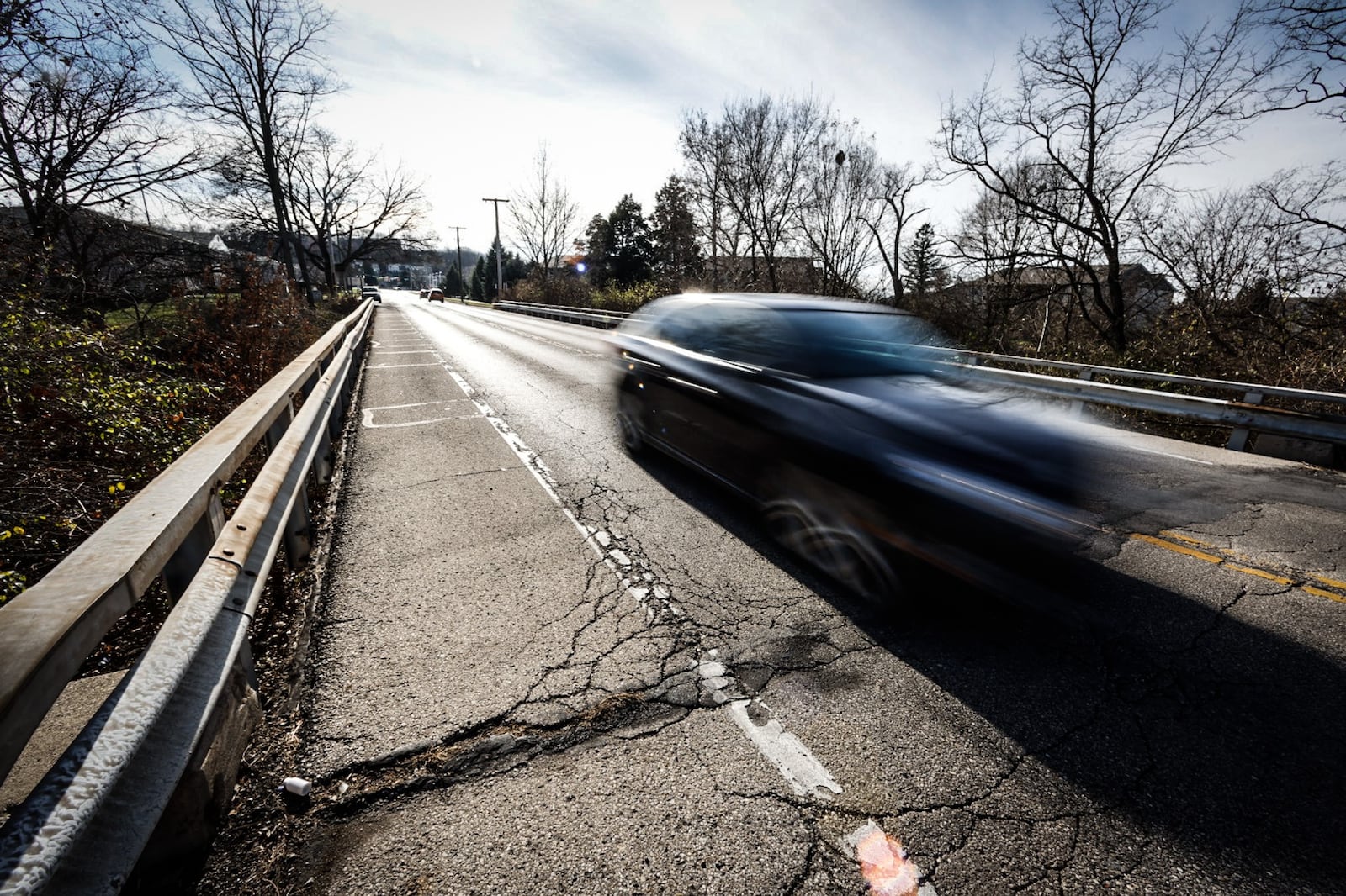 Lamme Road crosses Holes Creek north of Alex Bell Road and the bridge is scheduled to be replaced the Spring of 2023. JIM NOELKER/STAFF