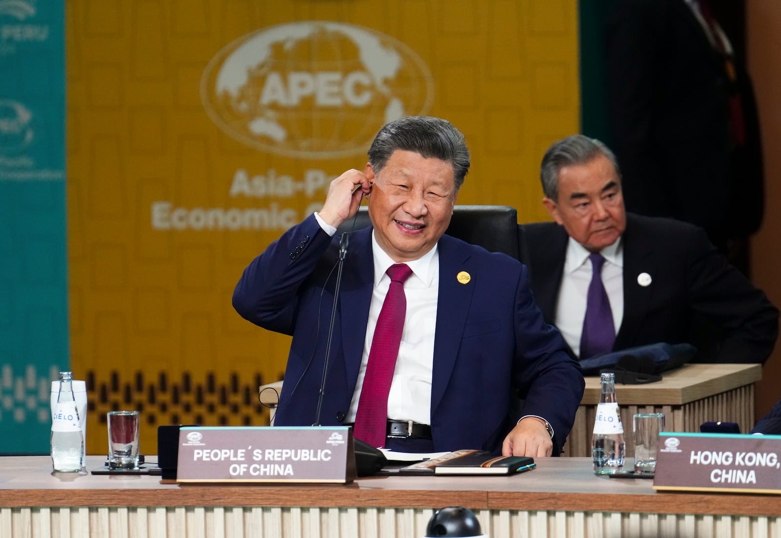 President of China Xi Jinping takes part in the Economic Leaders Meeting during the APEC summit in Lima, Peru on Saturday, Nov. 16, 2024. (Sean Kilpatrick /The Canadian Press via AP)