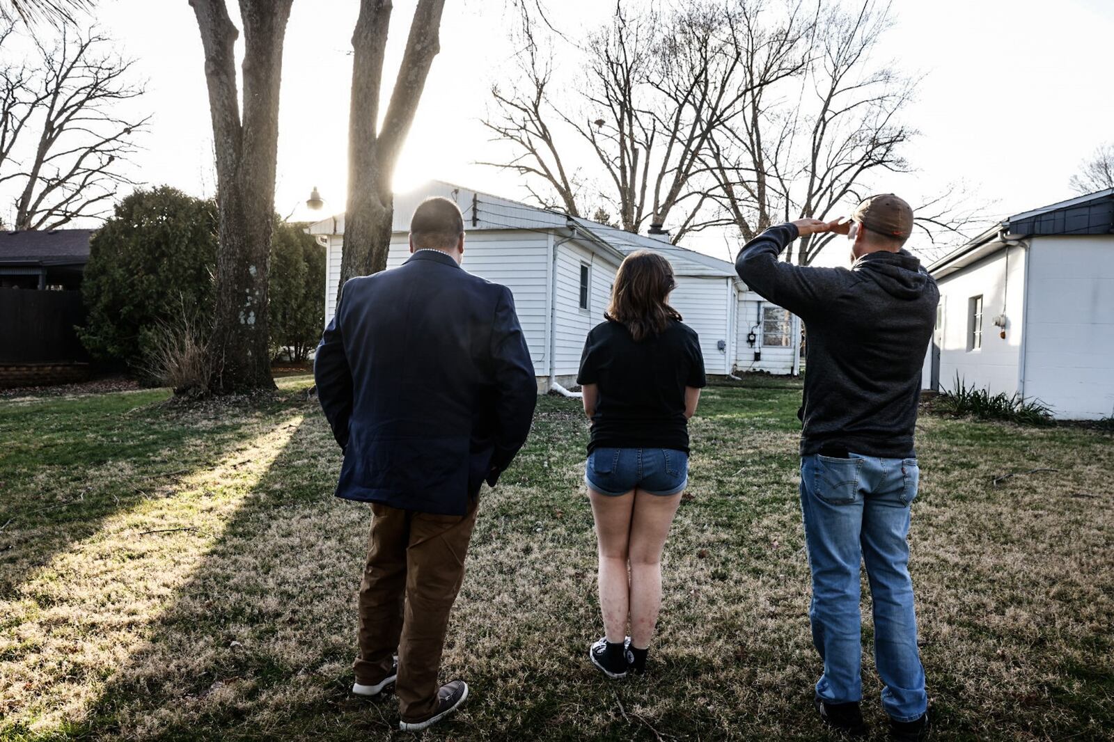 Keller Williams realtor, Tyler Blatt, left, shows a Beavercreek home Thursday February 23, 2023. Sales of single-family homes dropped in January, according to Dayton Realtors Multiple Listing Service. JIM NOELKER/STAFF