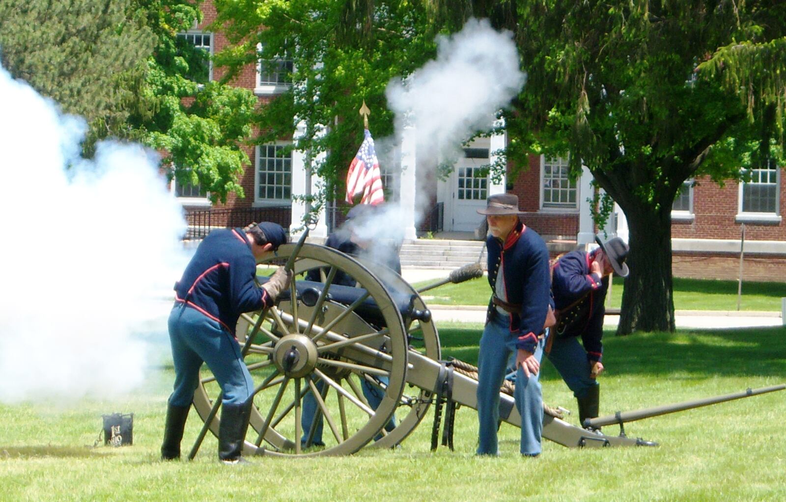 Civil War re-enactors set off canon during last year’s Patriot Freedom Festival.