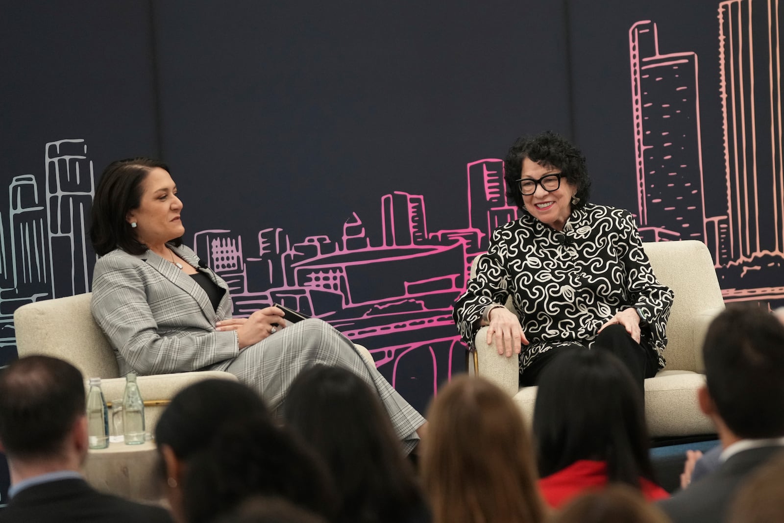 U.S. Supreme Court Associate Justice Sonia Sotomayor participates in a fireside chat with Knight Foundation President and CEO Maribel Pérez Wadsworth in Miami Tuesday, Feb. 11, 2025. (AP Photo/Lynne Sladky)