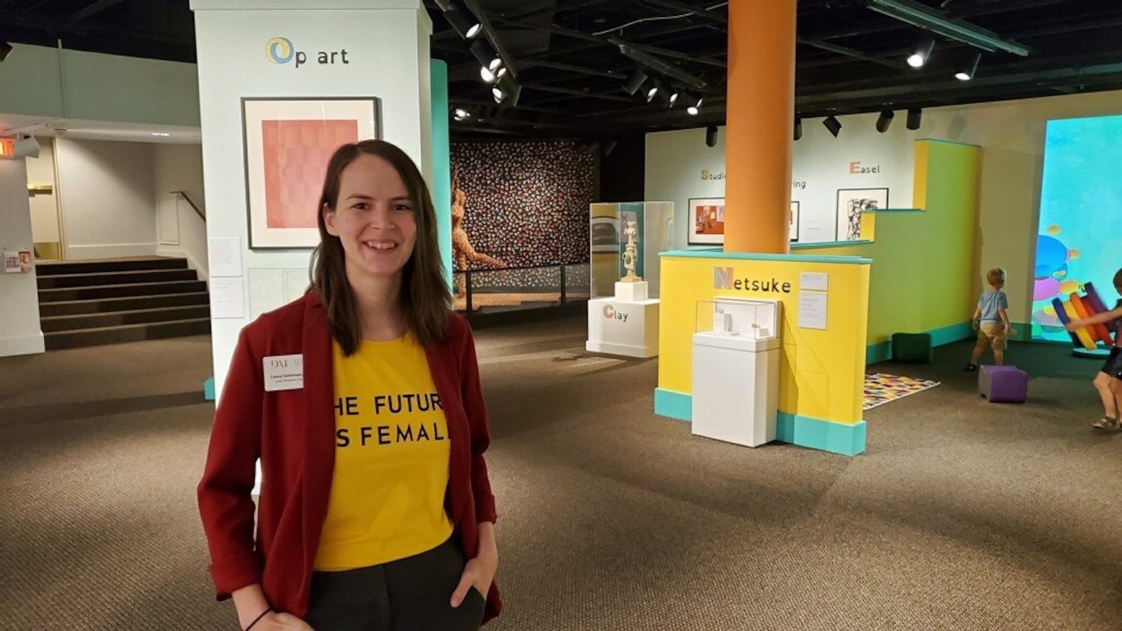 The Lange Experiencenter Center at the Dayton Art Institute has just reopened with an exhibit focusing on the ABC’s of Art. Casey Goldman, the museum’s lead educator, curated the new family exhibit. CONTRIBUTED/ERIC BROCKMAN