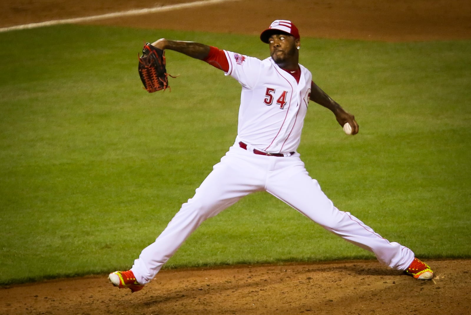 Cincinnati Reds pitcher Aroldis Chapman stuck out all three batters he faced during the 86th All-Star game held at Great American  Ballpark, Tuesday, July 14, 2015. GREG LYNCH / STAFF