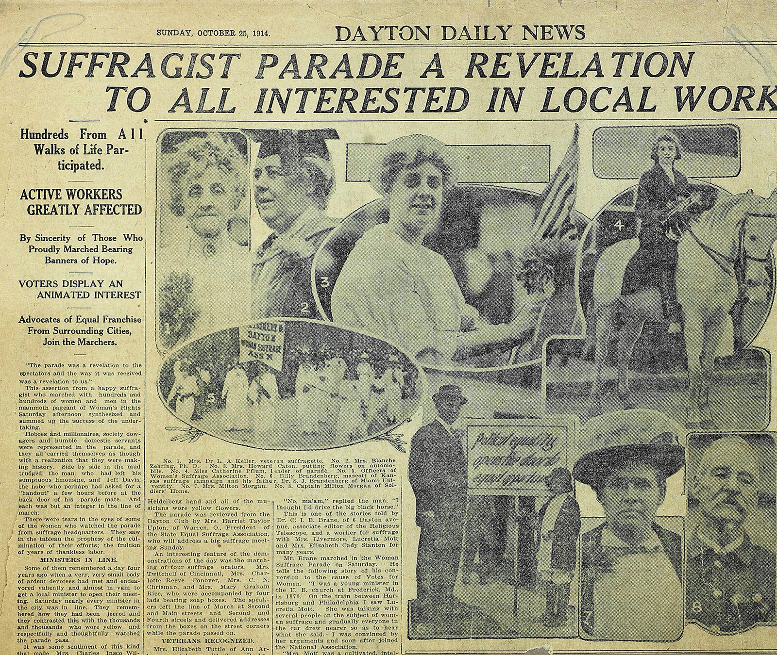 Thousands of people turned out on Main Street Oct. 24, 1914, to witness Dayton’s first suffrage parade.