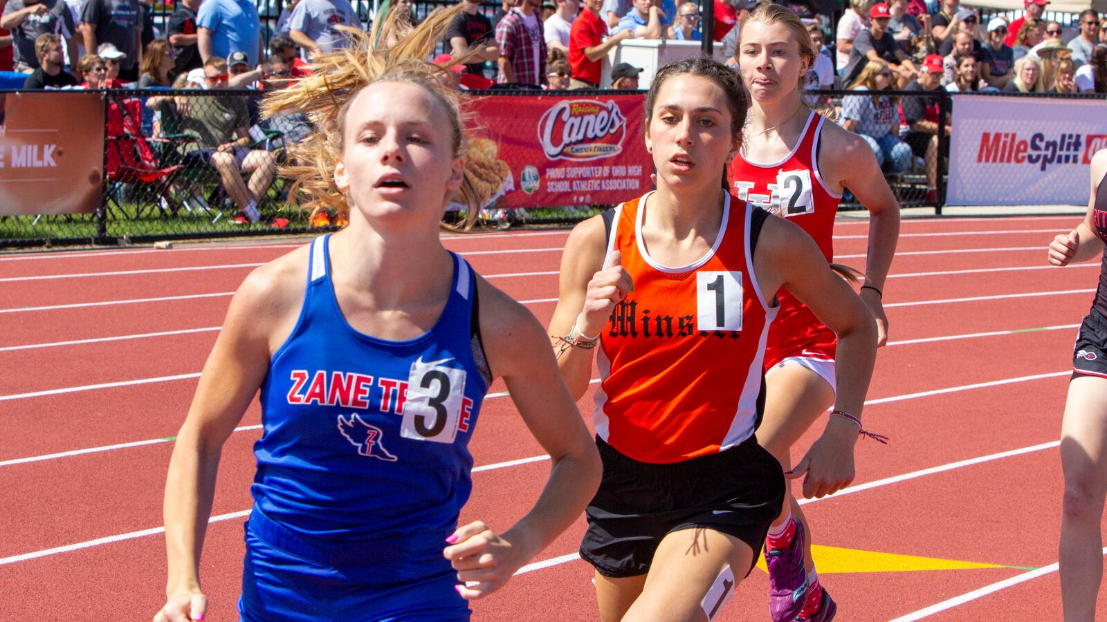 Minster junior Taylor Roth won the 800 meters in 2:12.65 Saturday at the Division III state meet at Ohio State's Jesse Owens Memorial Stadium.