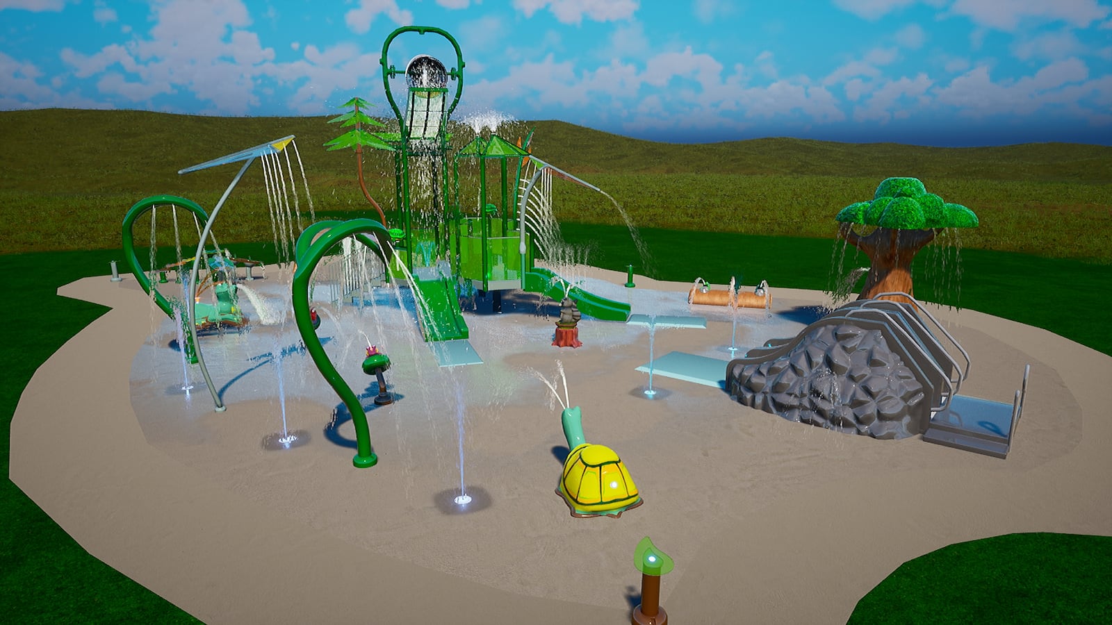 A rendering of the new Franklin splash pad that will open this summer in Dial Park. CONTRIBUTED