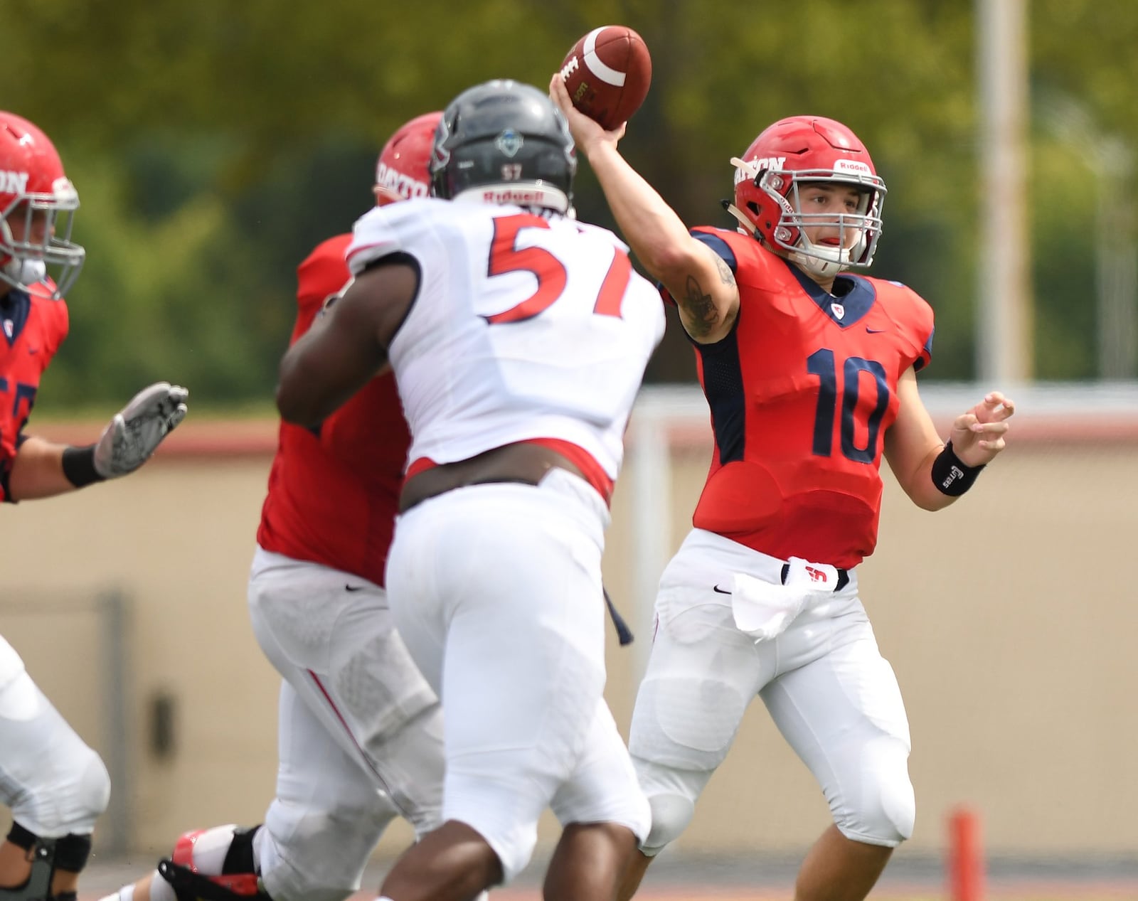 Dayton quarterback Jack Cook during last week’s game against Robert Morris. Erick Schelkun/CONTRIBUTED