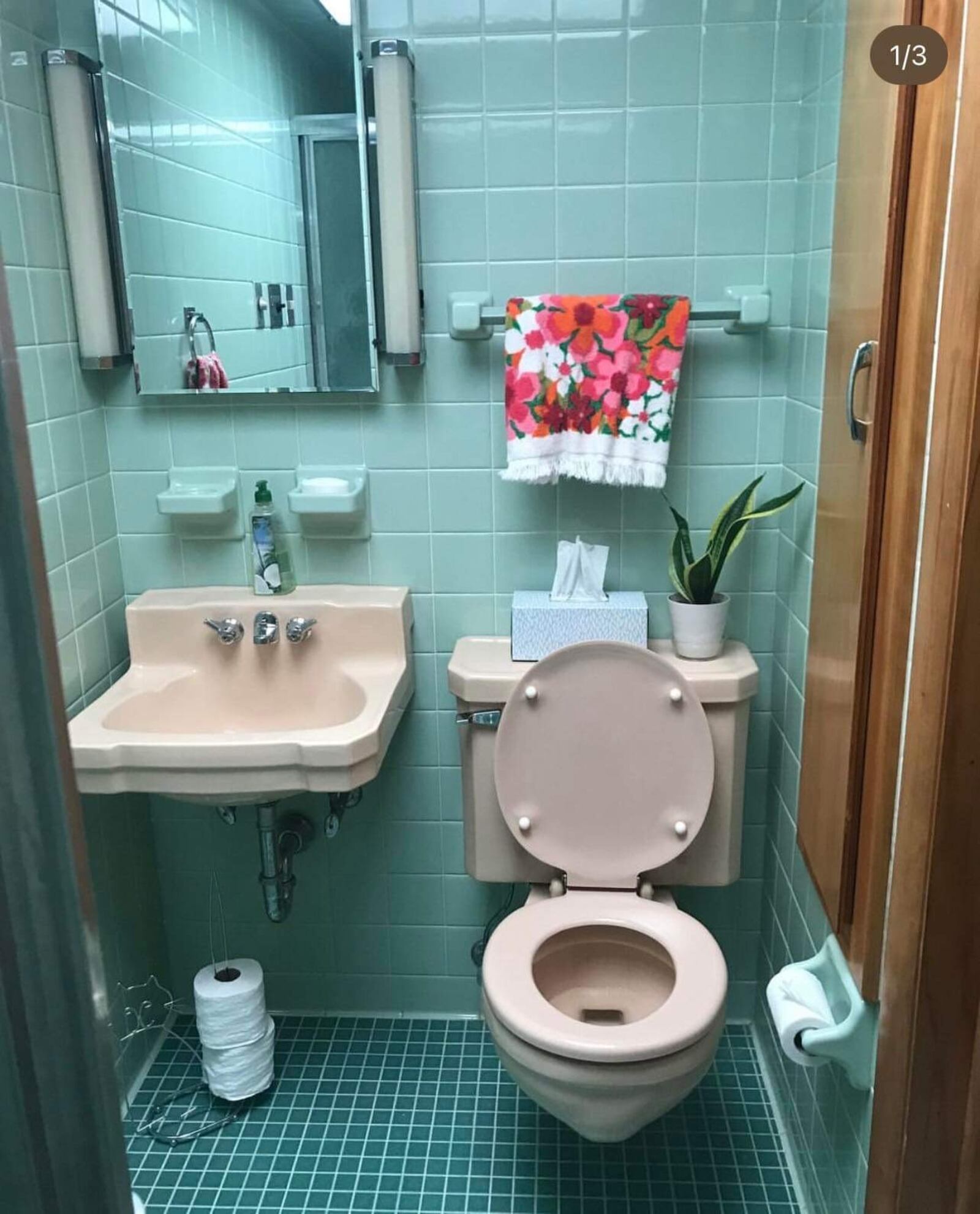 In two of the three bathrooms of the home, the Bollins kept the original design intact. Contributed by Carlee Bollin