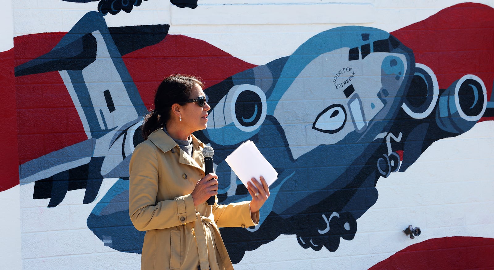 Judge Amy H. Lewis and The Greene County Juvenile Court held a Fairborn History of Aviation mural dedication ceremony, Friday, Oct. 18, 2024. MARSHALL GORBY\STAFF