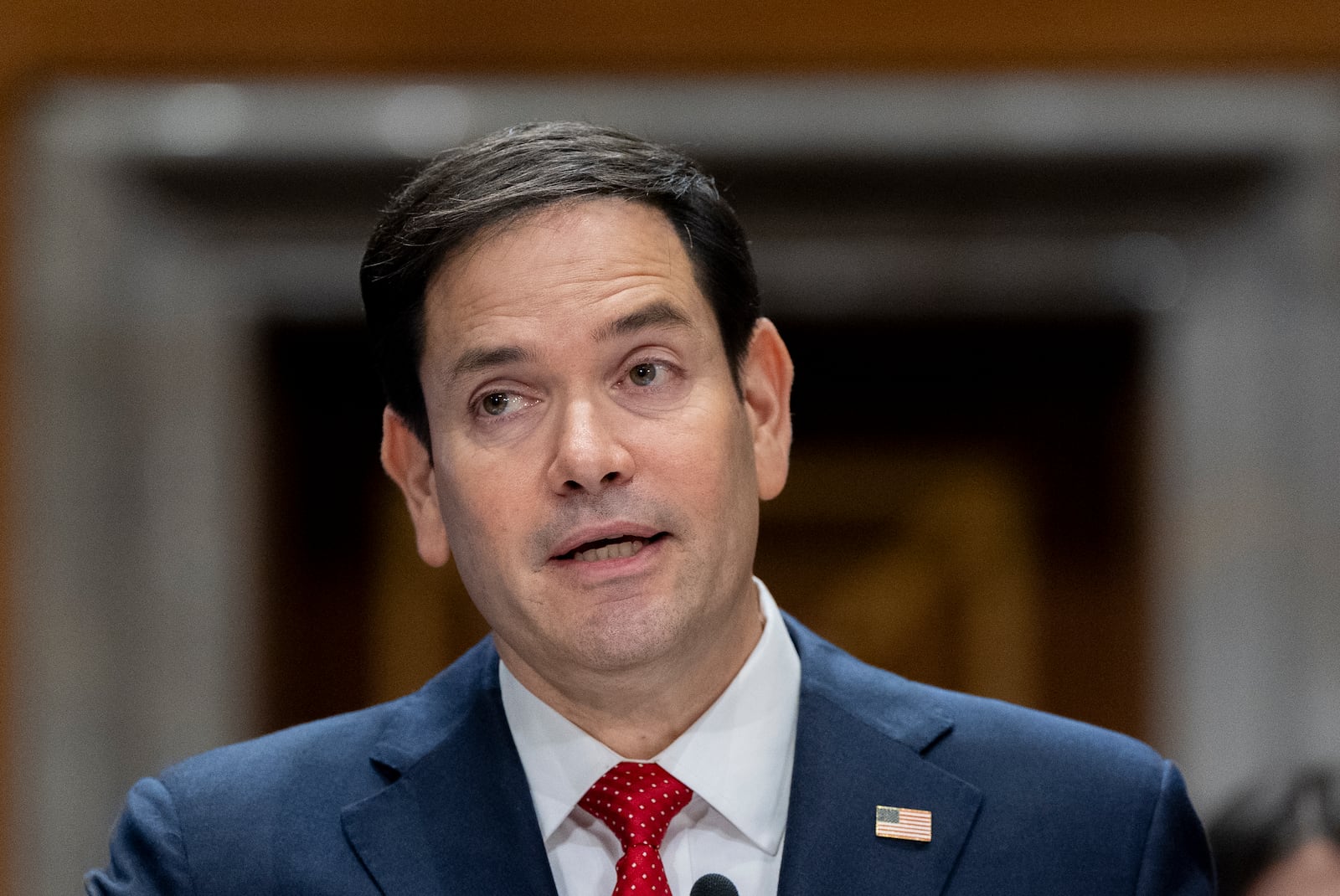 Sen. Marco Rubio, R-Fla., President-elect Donald Trump's choice to be Secretary of State, appears before the Senate Foreign Relations Committee for his confirmation hearing, at the Capitol in Washington, Wednesday, Jan. 15, 2025. (AP Photo/Alex Brandon)